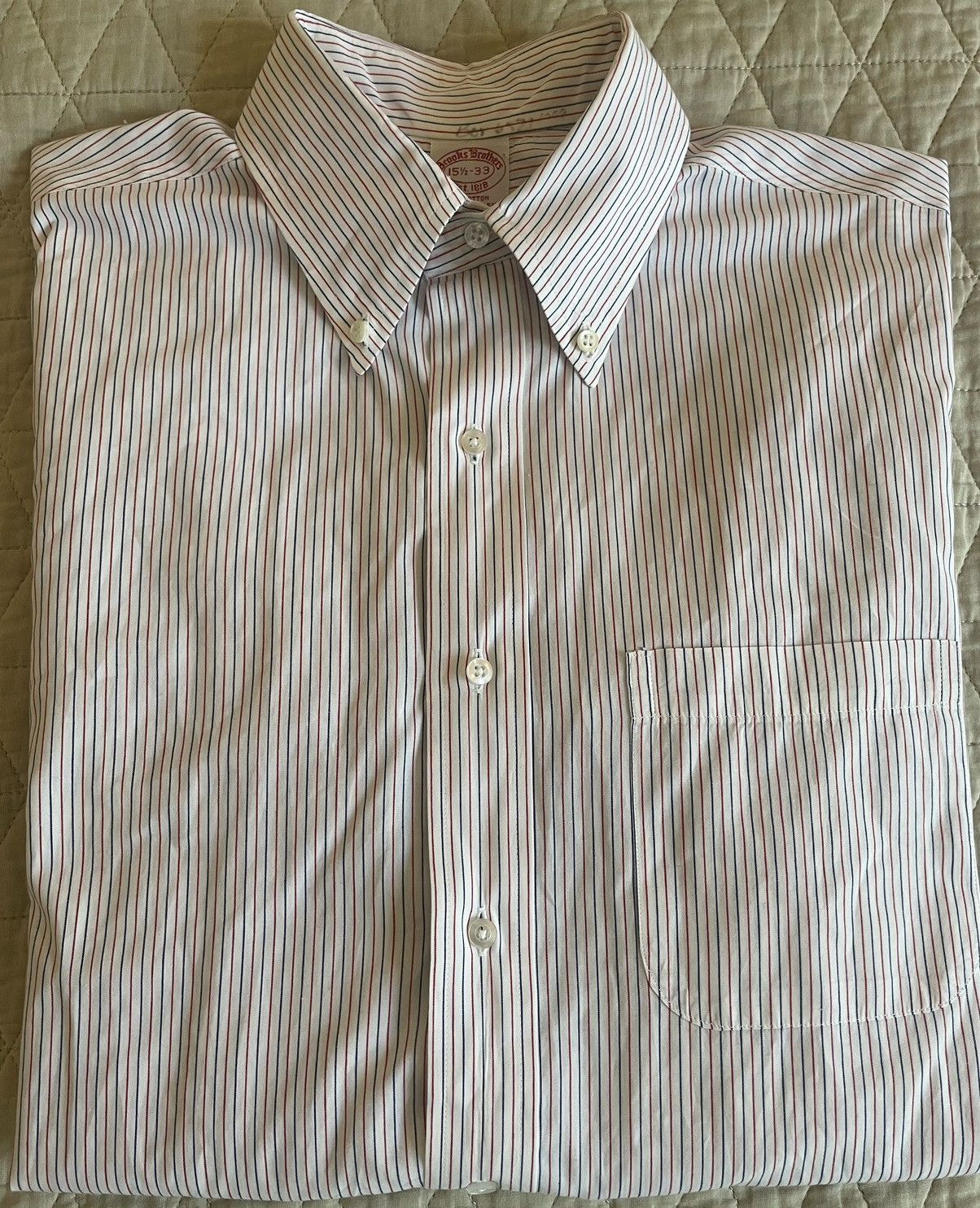 Brooks Brothers Alternating Fine Stripe Button Down Shirt Size US M / EU 48-50 / 2 - 1 Thumbnail