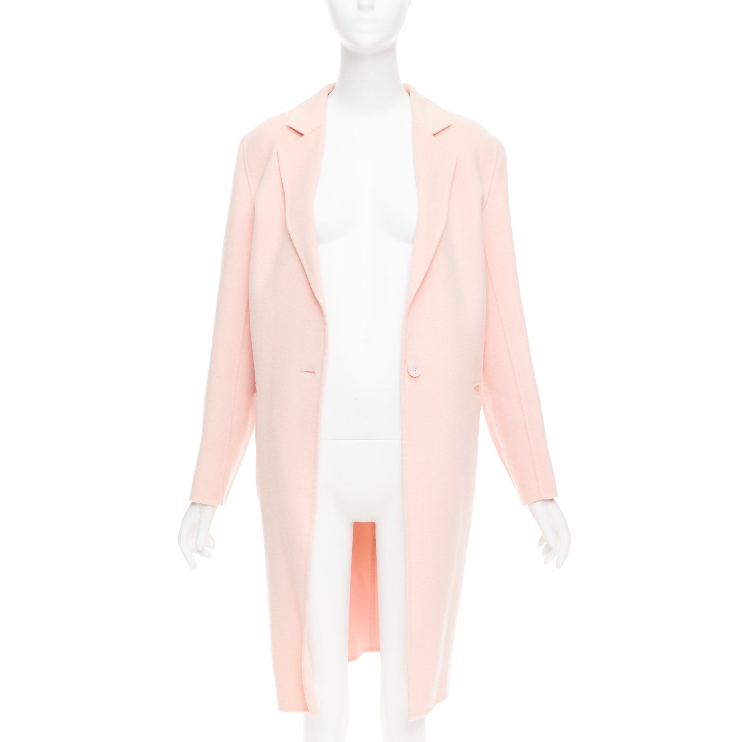 Sandro SANDRO pink wool blend notced collar single button long coat FR36 S Size S / US 4 / IT 40 - 1 Thumbnail