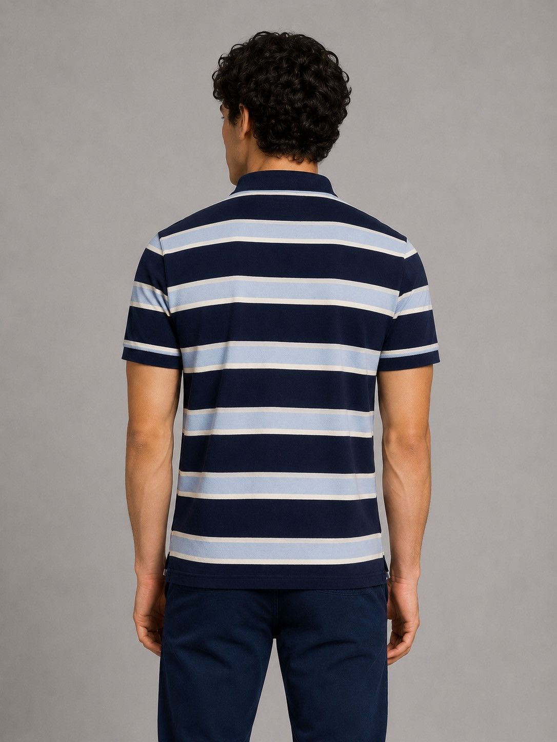 Polo Ralph Lauren Polo Ralph Lauren Striped Polo Navy Blue Size M Size US L / EU 52-54 / 3 - 2 Thumbnail