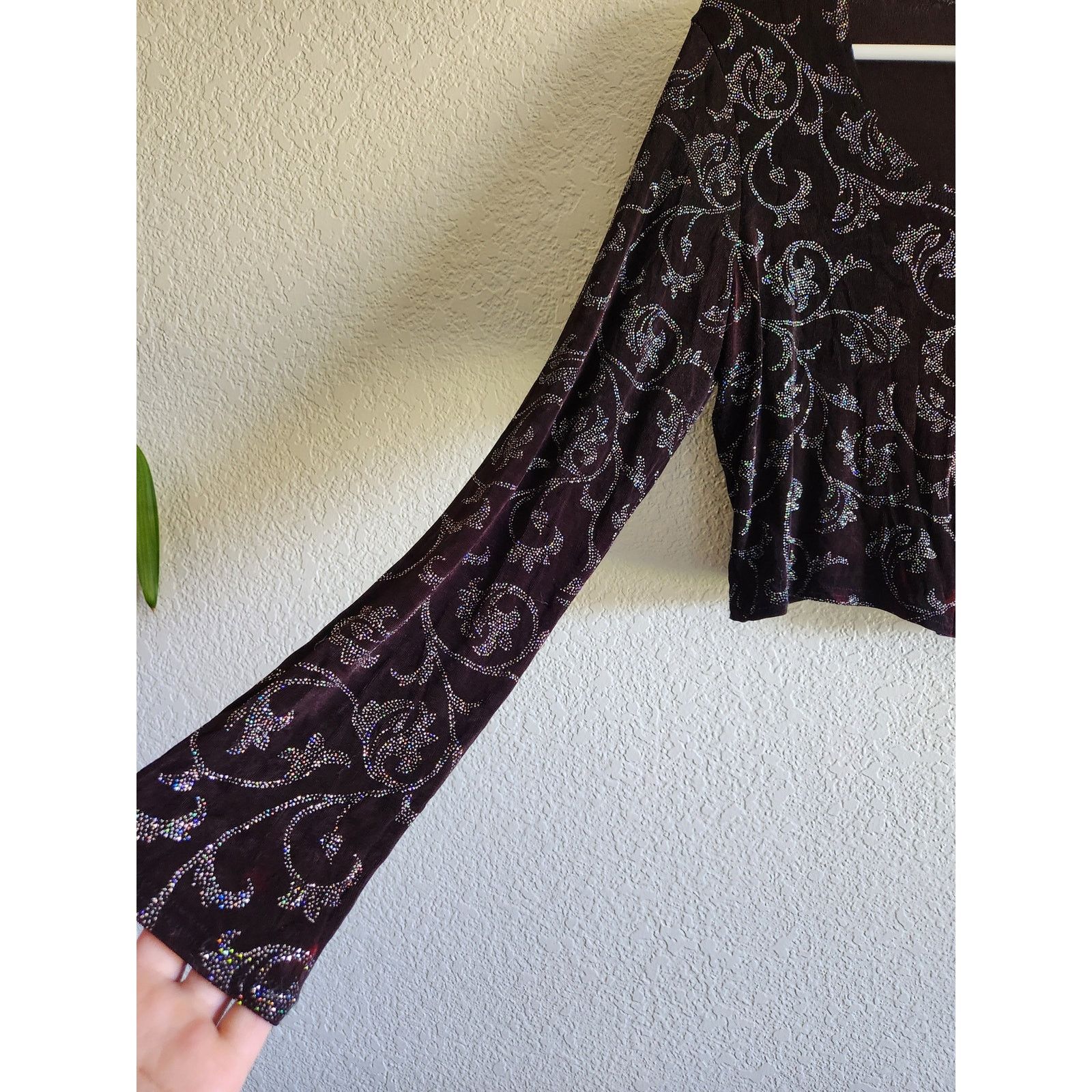 Other Y2k Jalate Women's Rhinestone Floral Low Cut Cardigan-Lg Size L / US 10 / IT 46 - 3 Thumbnail