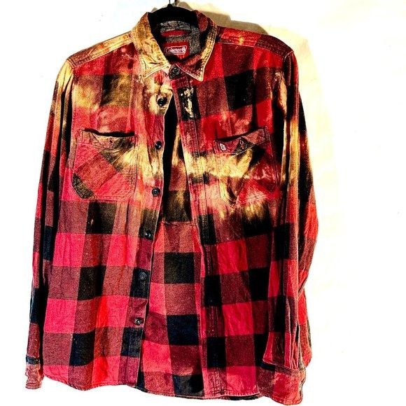 Other Biker Flames Red Black Watch Plaid Flannel Shirt Lumberjack Size US L / EU 52-54 / 3 - 5 Thumbnail