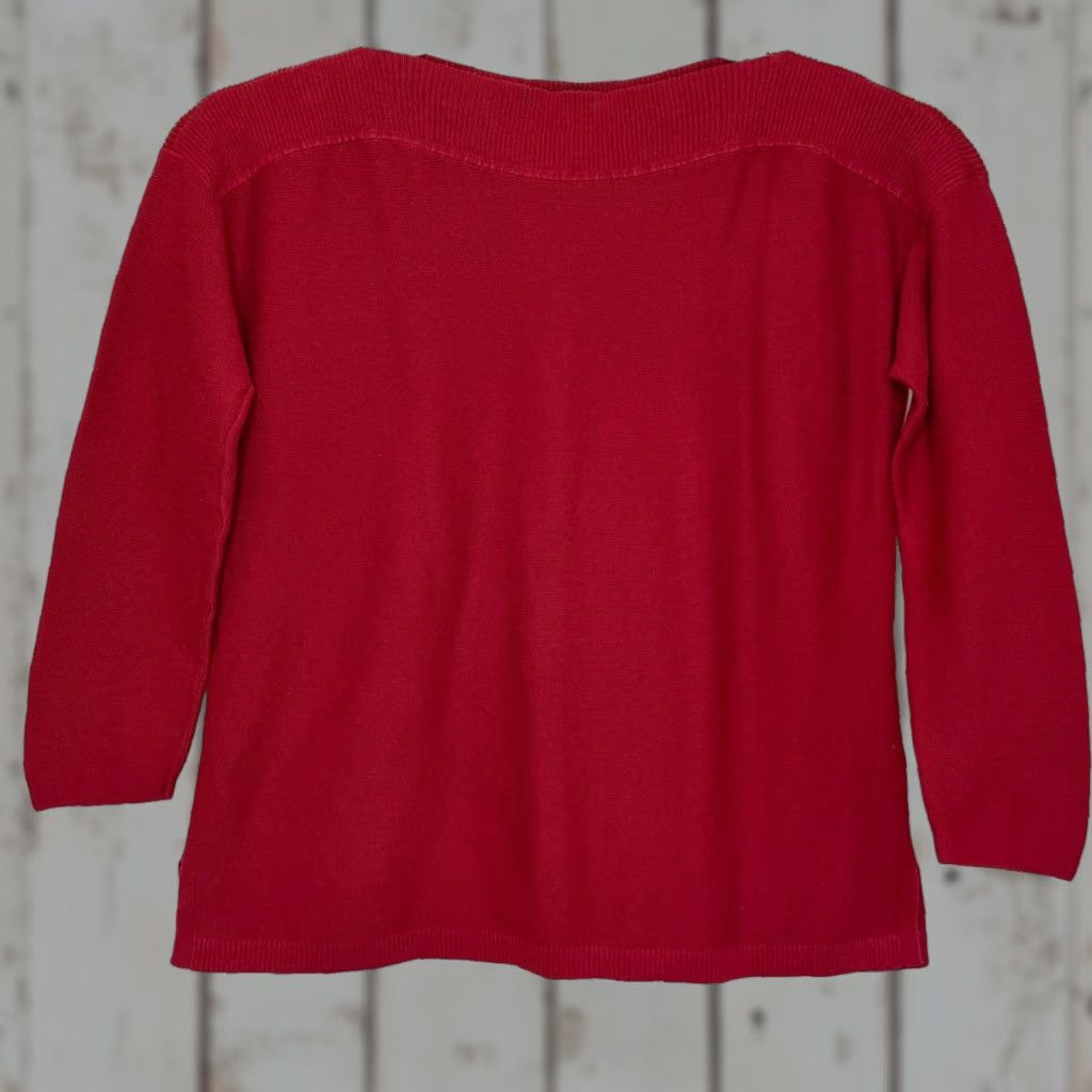 J. Jill J.Jill Boat Neck Sweater Womens Medium Dark Red 3/4 Sleeve Pullover Cotton Size M / US 6-8 / IT 42-44 - 1 Thumbnail