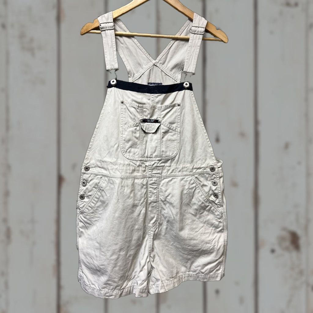 Vintage VINTAGE B.U.M. Equipment OVERALLS WOMENS Shortalls Khaki XL BIB 90s Size 40" / US 18 - 1 Thumbnail