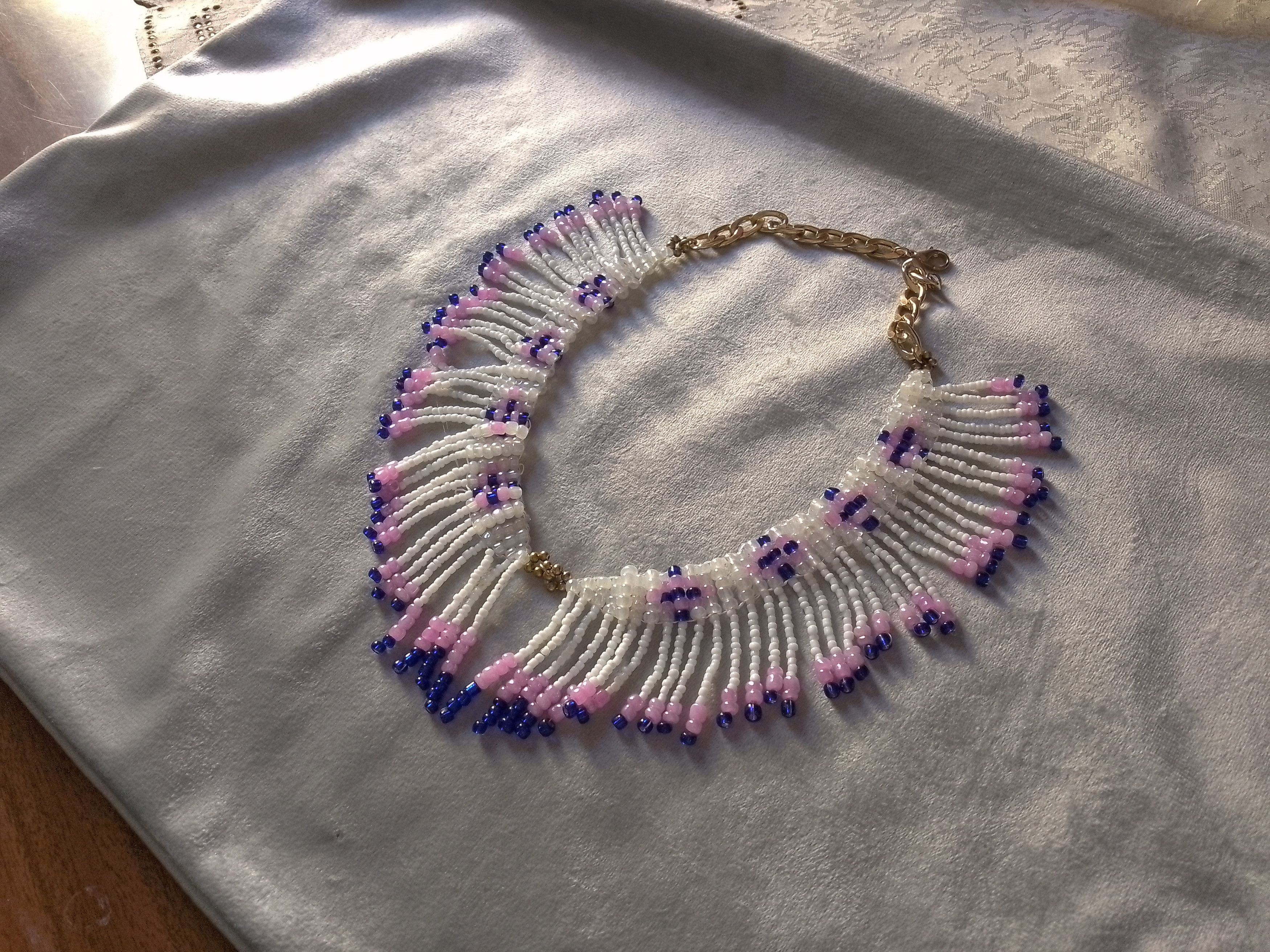 Handmade NECKLACE ETHNIC NATIVE AMERICANS WHITE BANGS Size ONE SIZE - 3 Thumbnail