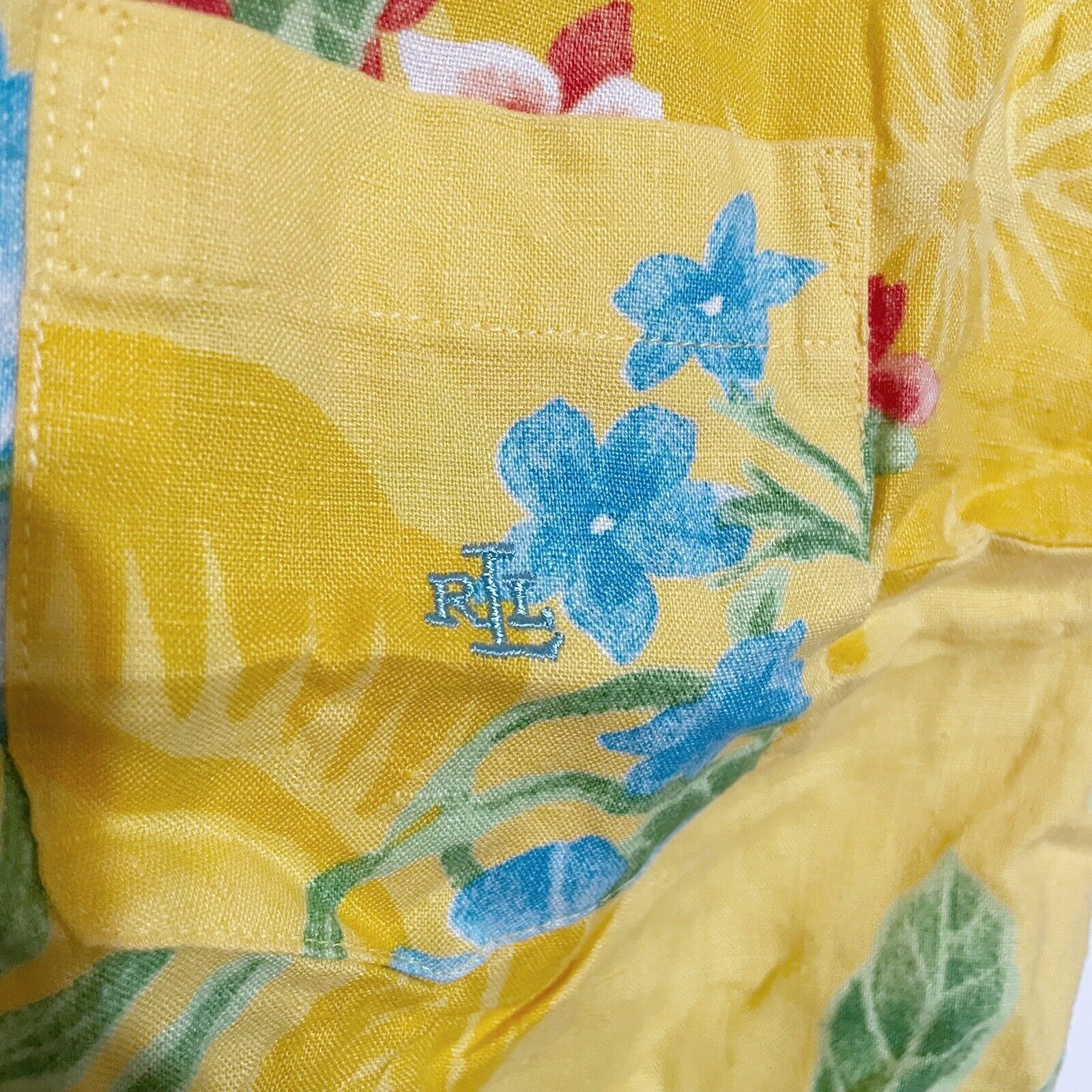 Lauren Ralph Lauren LRL Ralph Lauren MP Floral Hawaiian Crop Top Yellow Linen Size M / US 6-8 / IT 42-44 - 2 Thumbnail