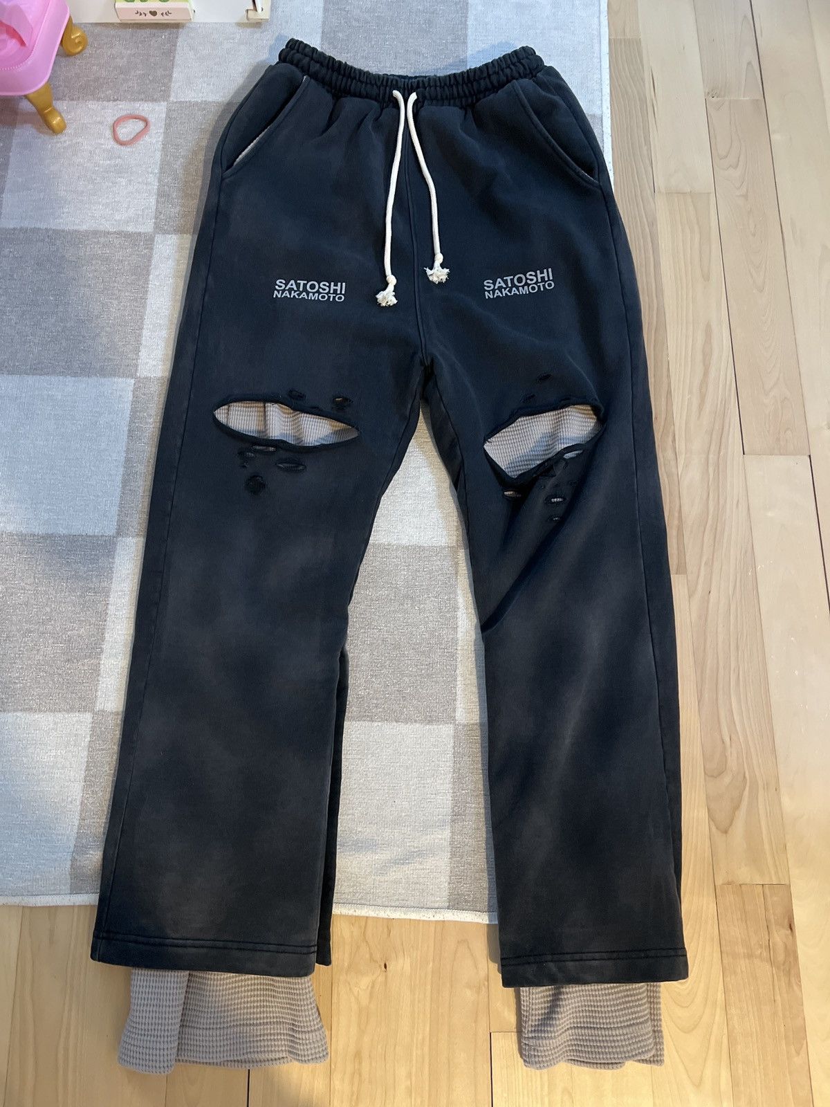 Satoshi Nakamoto Satoshi nakamoto holy ghost layered sweatpants washed black Size US 32 / EU 48 - 1 Thumbnail