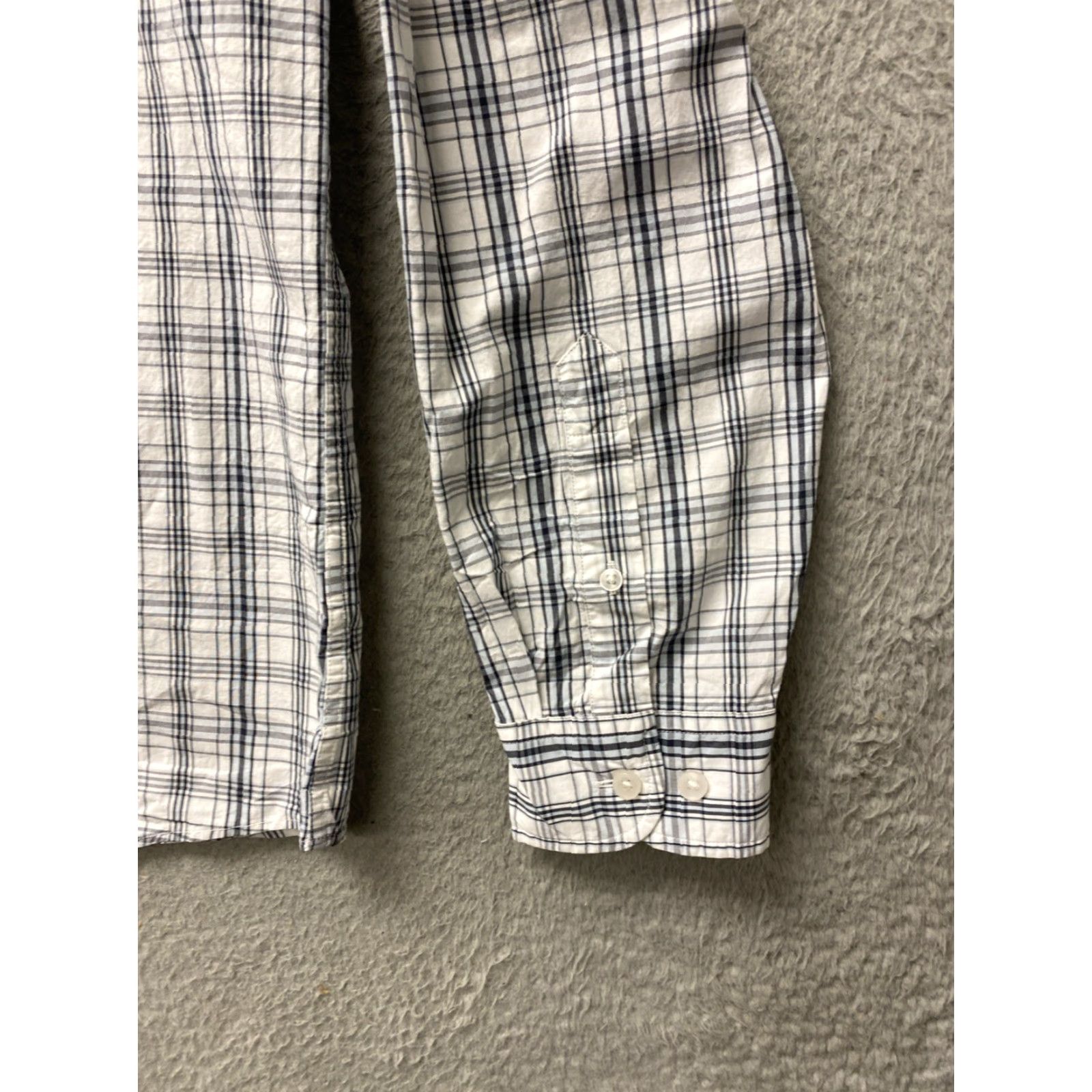 Nordstrom VINTAGE Nordstrom Dress Shirt Men XL Long Sleeve Gray Slim Fit Check Non-Iron Button-Down Collar Shirt Size 46R - 2 Thumbnail