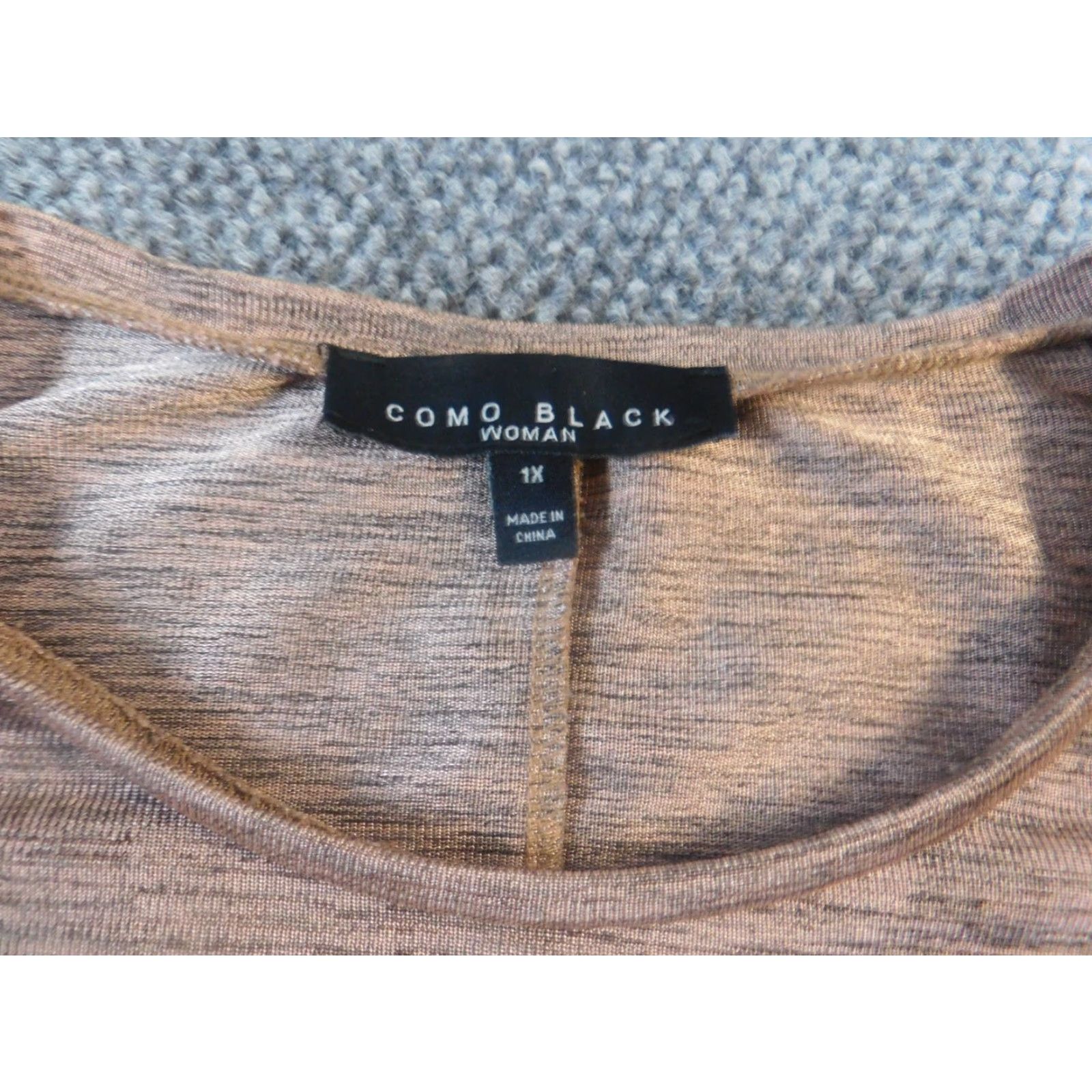 Vintage Como Black Blouse 1X Plus Short Sleeve Crew Neck Pullover Beiges Animal Print Knit Polyester Pleated Casual Womens Blouse Size XL / US 12-14 / IT 48-50 - 6 Thumbnail