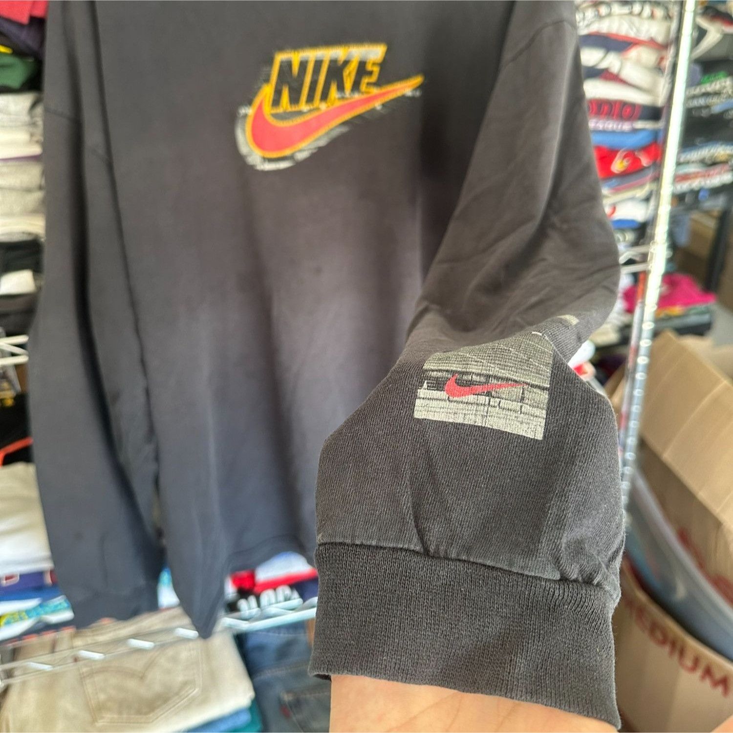Nike Vintage Y2K Nike Center Swoosh T-Shirt Long Sleeve Black XXL Size US XXL / EU 58 / 5 - 3 Thumbnail