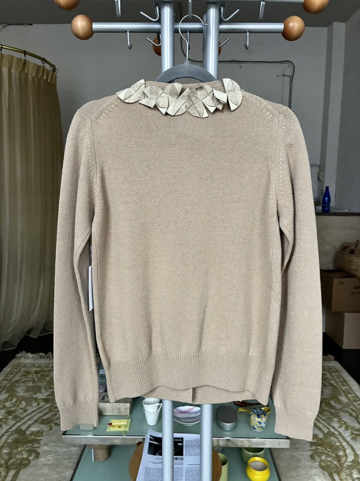 ATSURO TAYAMA ATSURO TAYAMA Vintage Suede Floral Appliqué Draped Cardigan Size ONE SIZE - 6 Thumbnail