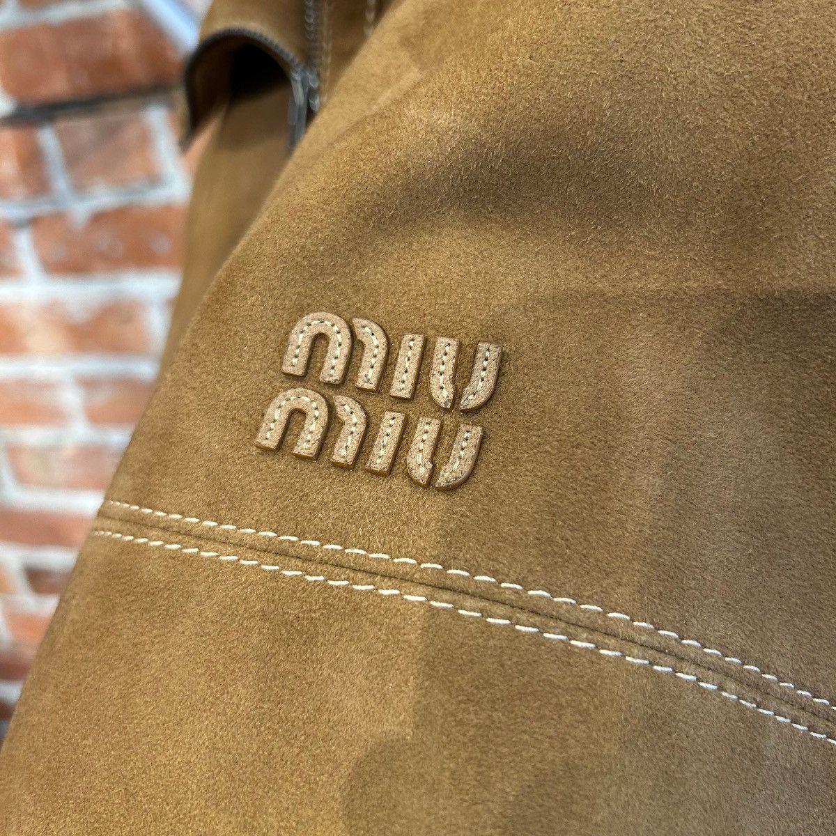 Miu Miu MIU MIU FW25 HIGH NECK SUEDE PANEL JACKET ‘BROWN’ Size US M / EU 48-50 / 2 - 4 Thumbnail