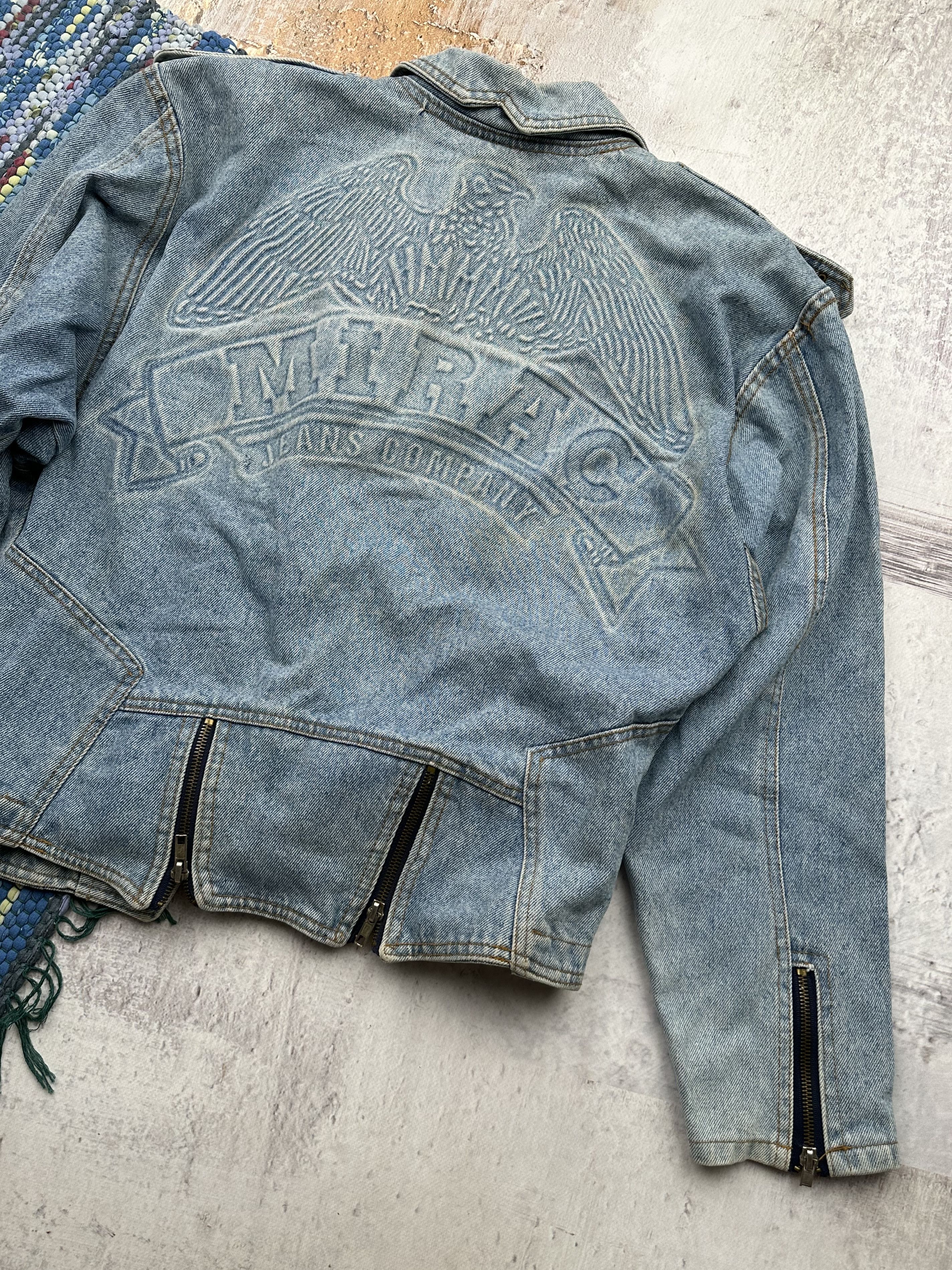 Vintage Vintage Biker Denim Jacket A148(362) Size S / US 4 / IT 40 - 9 Thumbnail