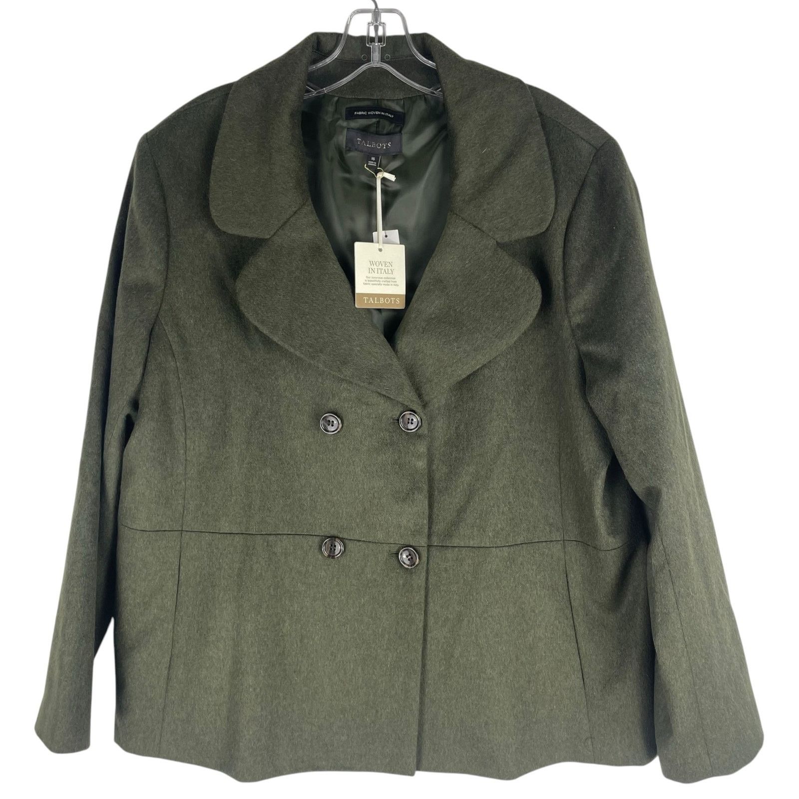 Other Talbots Brushed Italian Wool Double Breast Coat Green 16 Size XXL / US 16-18 / IT 52-54 - 4 Thumbnail