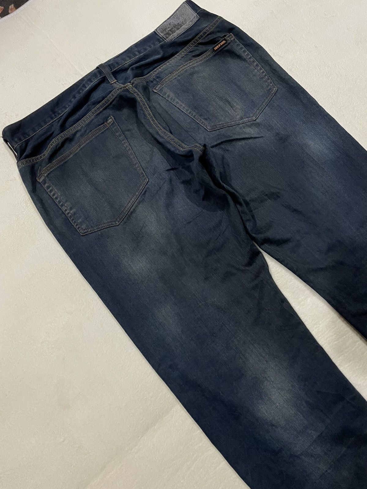 Japanese Brand Vintage BackNumber Distressed Faded Dark Blue Jeans Size US 37 - 16 Thumbnail