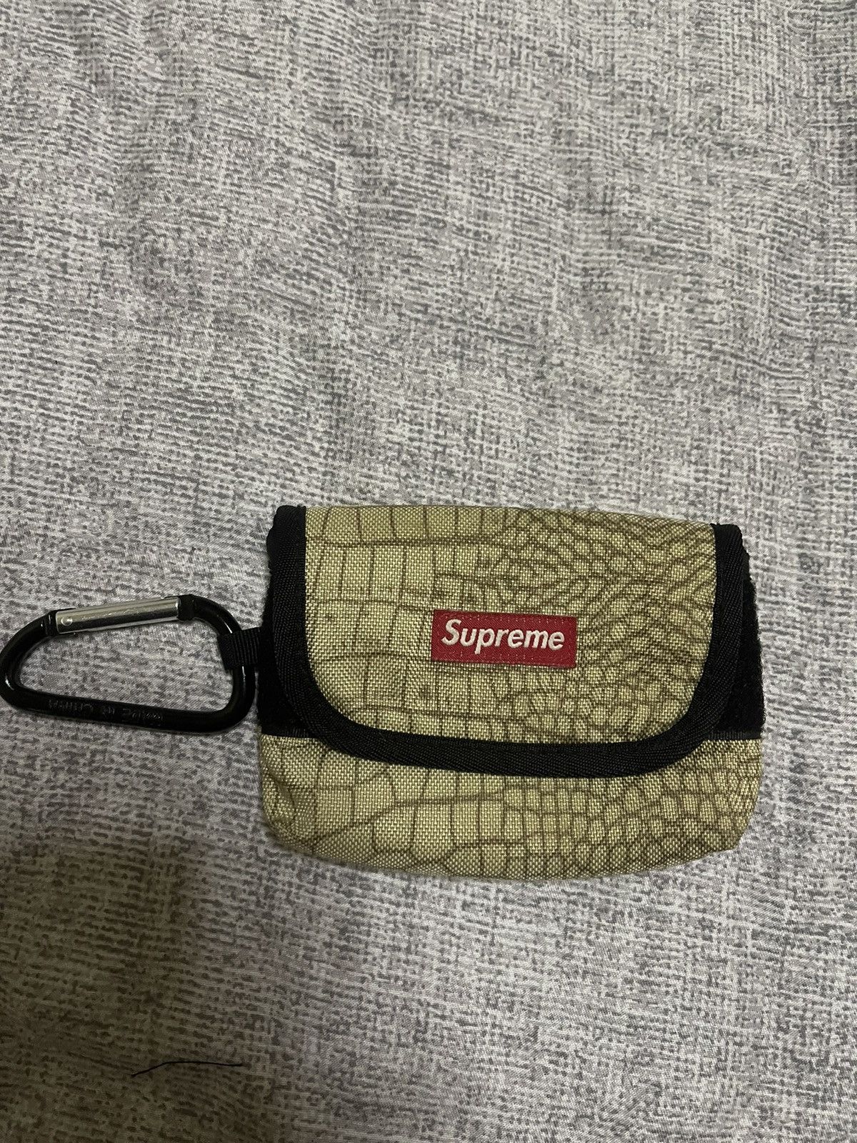 image of Supreme 2013 Vintage Tan Croc Sneakskin Camera Pouch Bag in Yellow, Men's