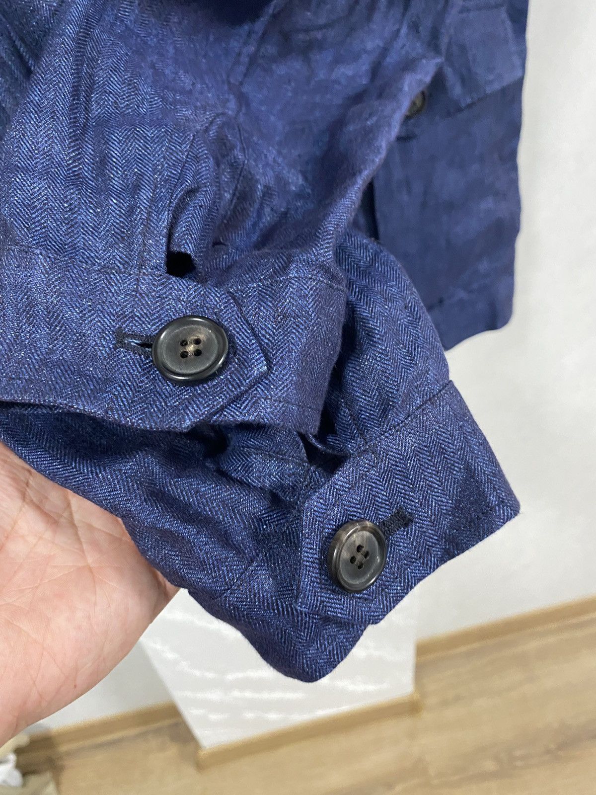 Luigi Borrelli Luigi Borelli Napoli Blue Linen Light Coat Jacket Size: 54 Size US L / EU 52-54 / 3 - 5 Thumbnail