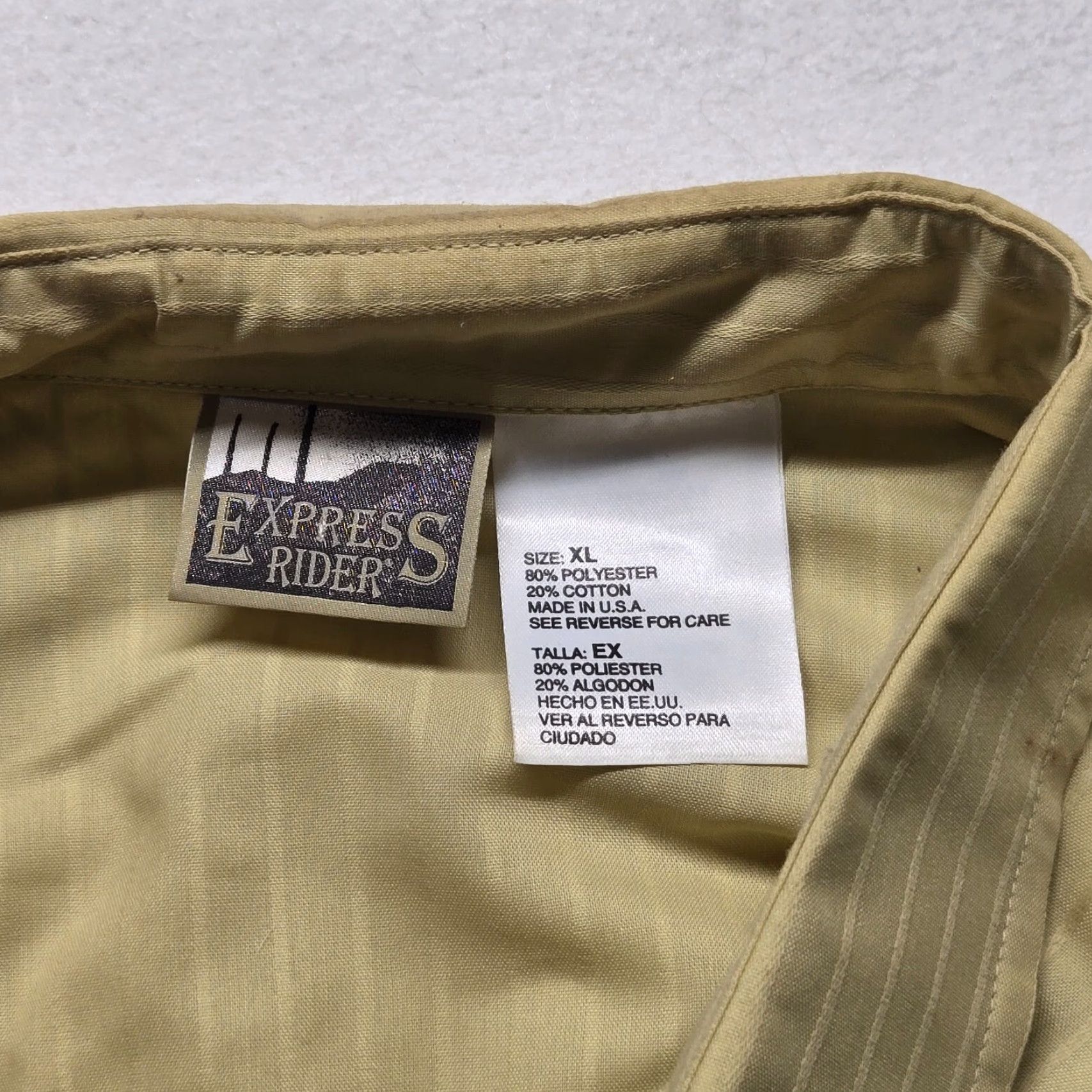 Express Express Rider Shirt Adult XL Yellow Cotton Cowboy Western Rodeo Button-Up Long Sleeve Snap Pocket Mens Size US XL / EU 56 / 4 - 3 Thumbnail