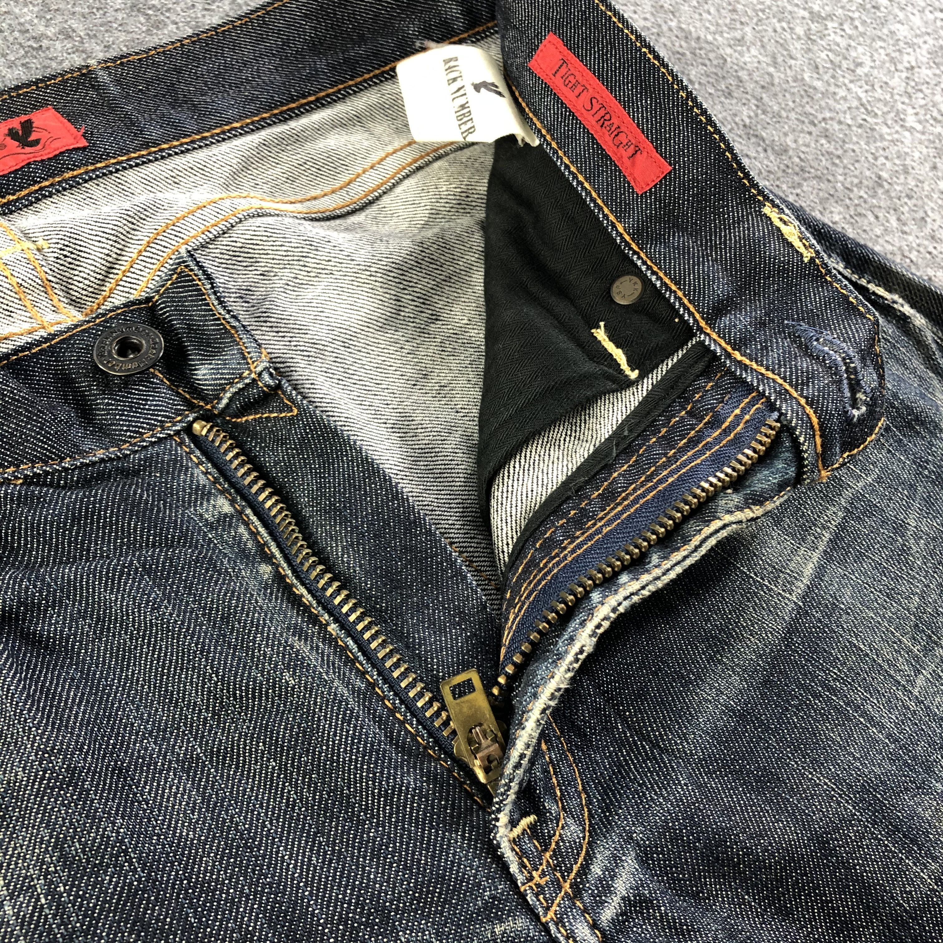 Japanese Brand Back Number Selvedge Jeans Faded Blue Denim -J2809 Size US 30 / EU 46 - 9 Thumbnail