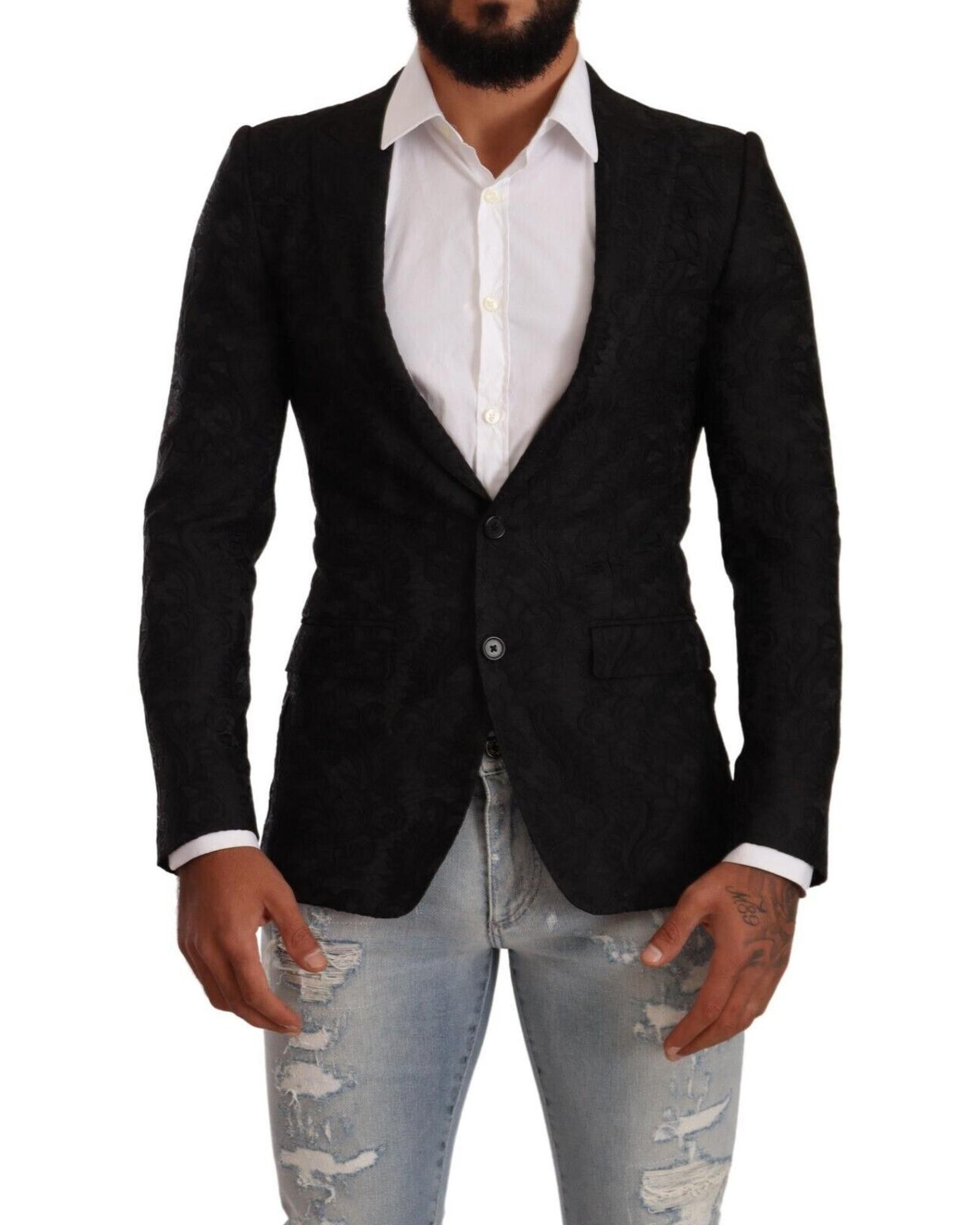 image of Dolce Gabbana Stunning Floral Pattern Blazer Jacket in Black, Men's (Size XS)