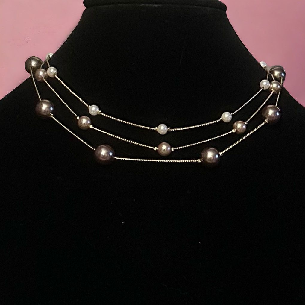 Other Layered floating pearl chain necklace Size ONE SIZE - 1 Thumbnail