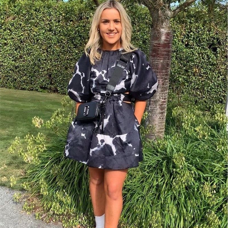 Aje AJE Oxidised Puff-sleeved Cutout Mini Dress navy size US 2 Size XS / US 0-2 / IT 36-38 - 11 Thumbnail