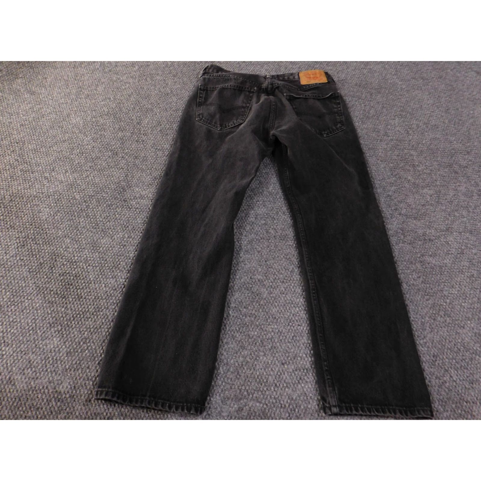 Levi's Levi's 505 Jeans Mens 33x30 Black Straight Classic Regular Denim 5-Pocket Button Fly Distressed Logo Size US 33 - 7 Thumbnail