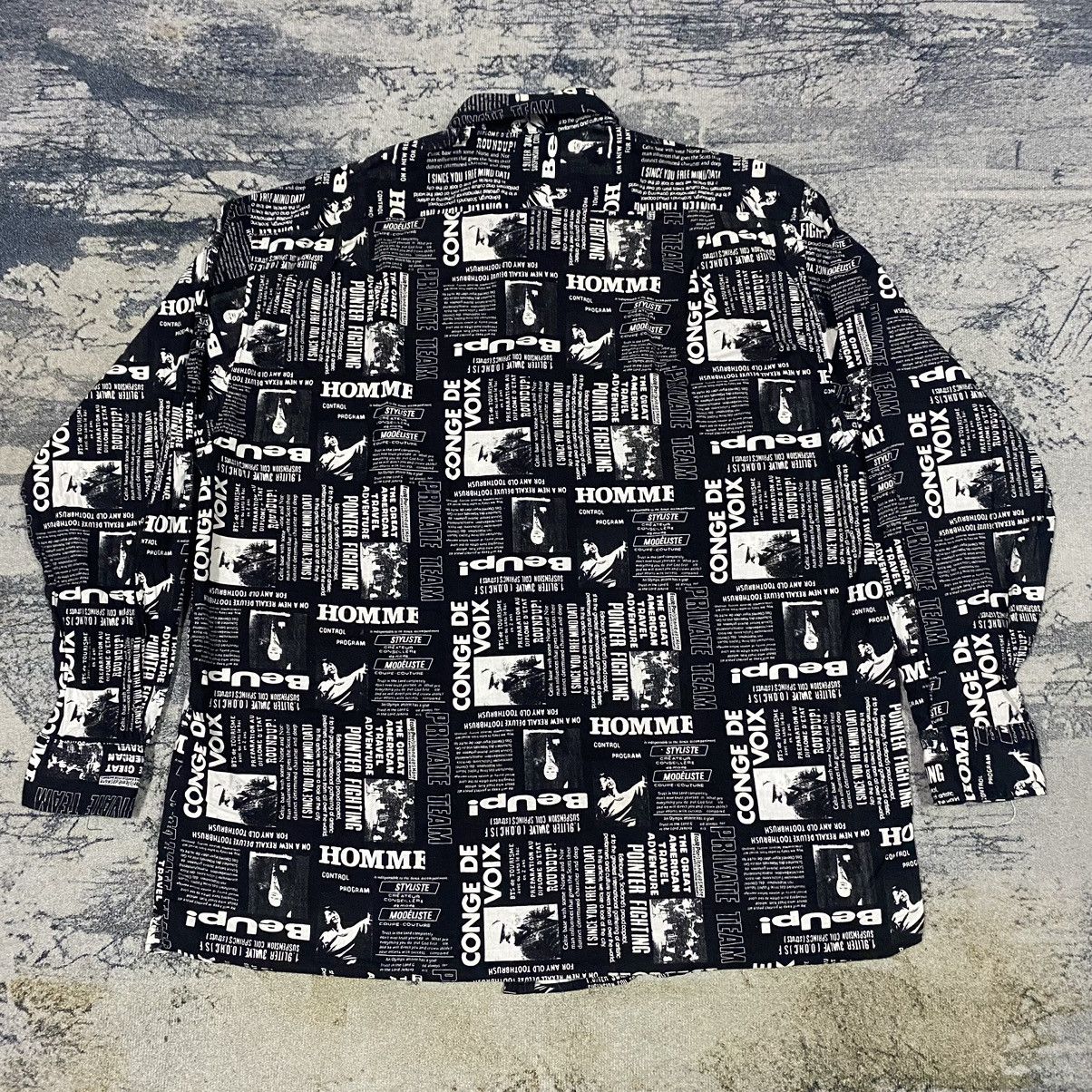 Japanese Brand × Vintage Vintage Brick Light NewSPaper Full Print Button Up Size US L / EU 52-54 / 3 - 8 Thumbnail