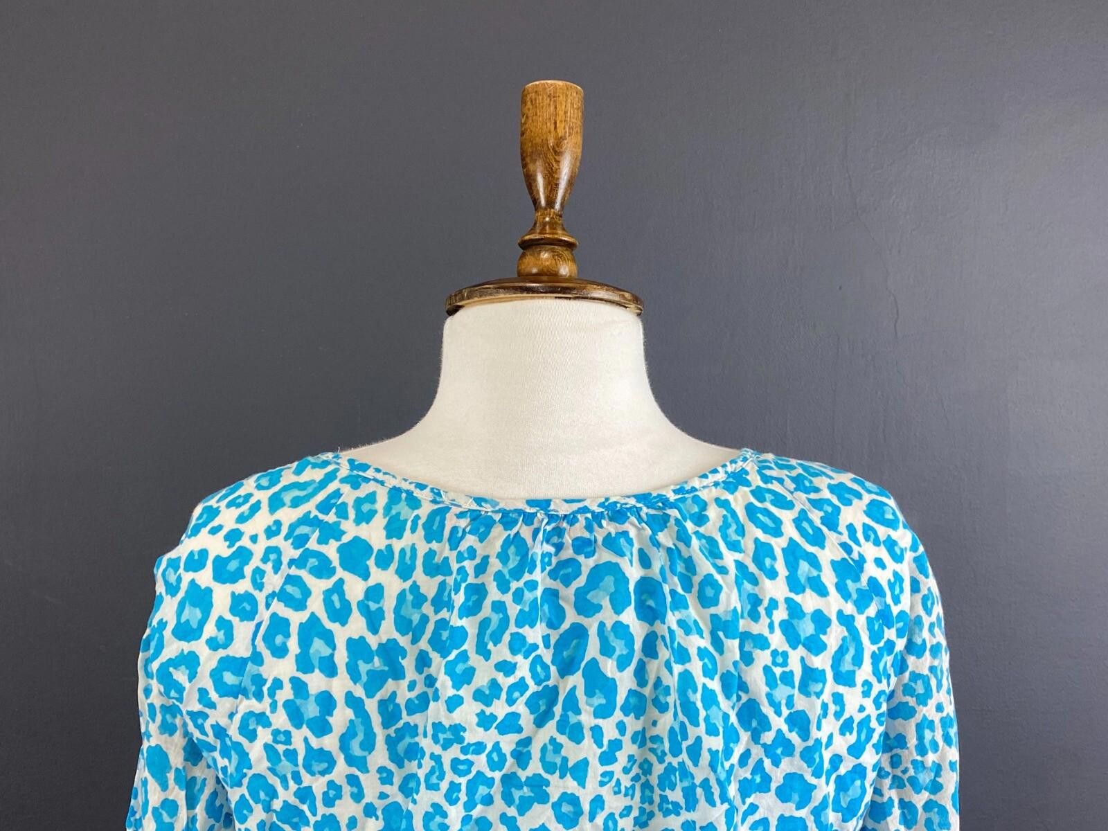 Designer Emily Van Den Bergh Blue Leopard Blouse Shirt Size 38 / S Size M / US 6-8 / IT 42-44 - 8 Thumbnail
