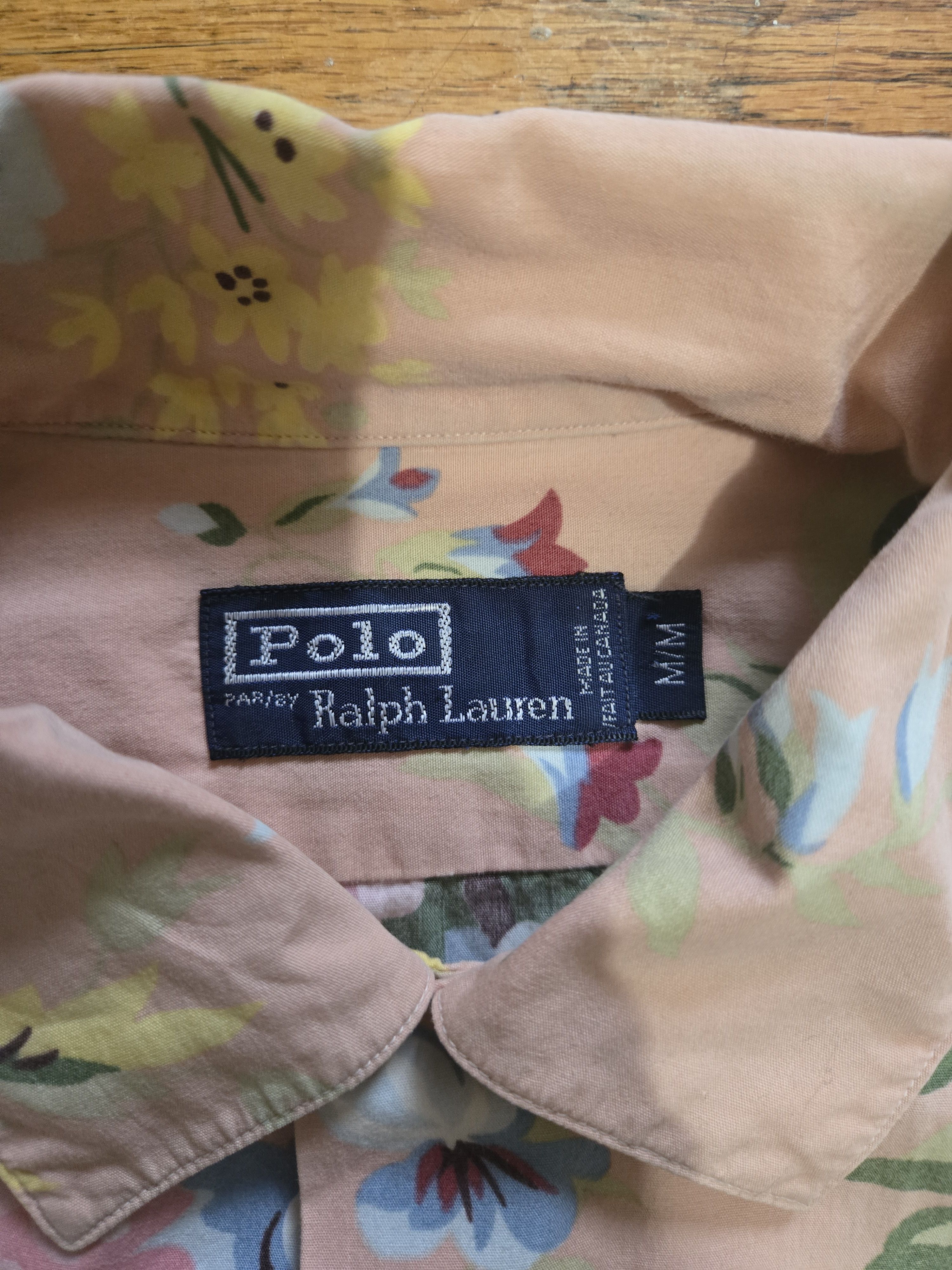 Polo Ralph Lauren Vtg 90s Ralph Lauren Polo M Pink Floral Hawaiian Collared Size US M / EU 48-50 / 2 - 3 Thumbnail