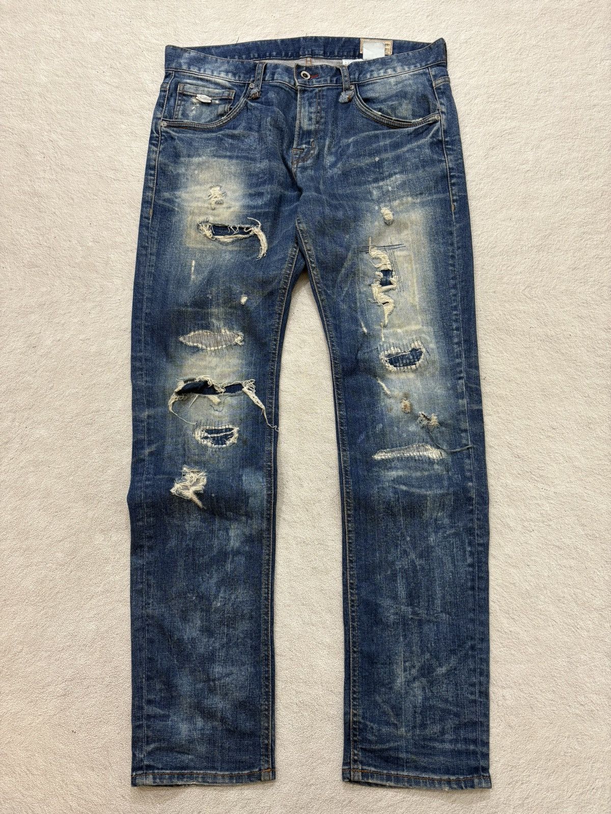 Kapital 2000s Buckaro Sasiko distrashed japan denim Size US 35 - 1 Thumbnail