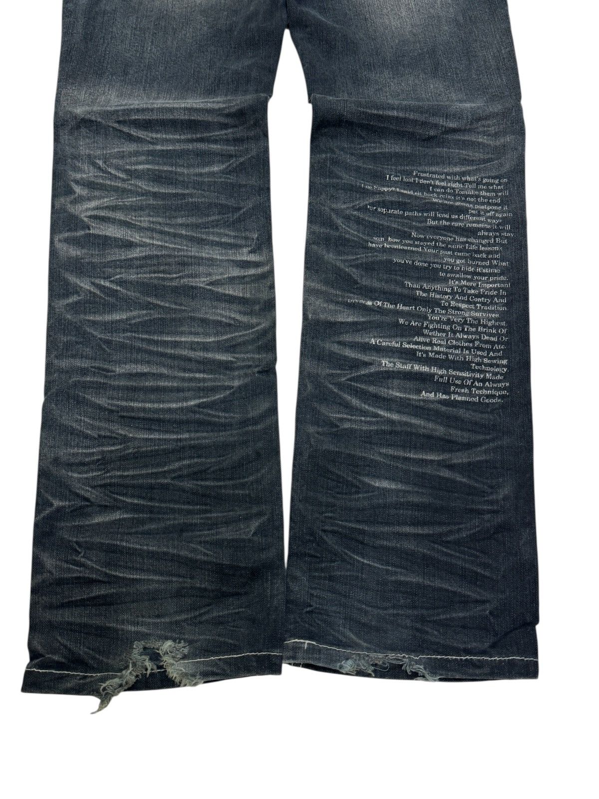 Hysteric Glamour In the Attic Printed Poem Claw Mark Distressed Denim Size US 29 - 13 Thumbnail