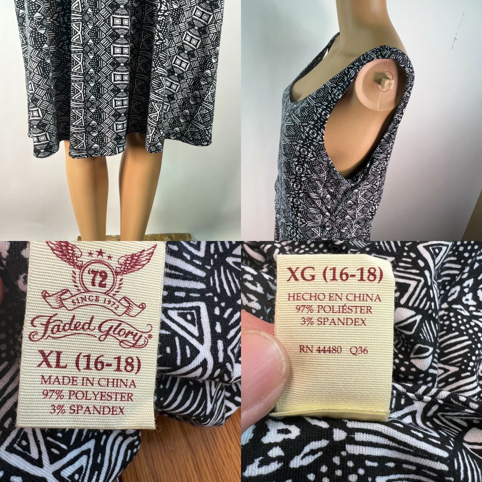 Faded Glory VINTAGE Faded Glory Womens Geometric Print Sleeveless White Shift Dress XL Size XL / US 12-14 / IT 48-50 - 8 Thumbnail