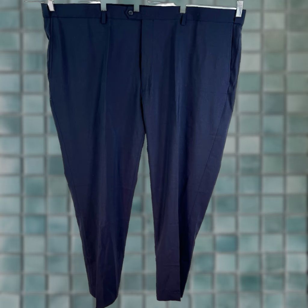 Vintage GS Perfect Fit Wool Blend Pant Mens Size 52 X32 Navy Blue Stretch Dress Pants Flat Front Zip Front City Money Formal Workwear Size US 36 / EU 52 - 1 Thumbnail
