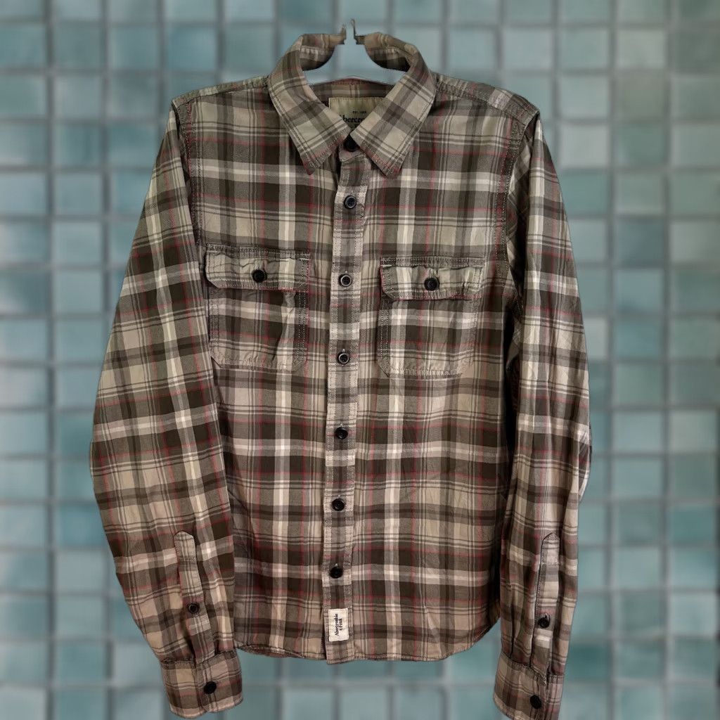 Abercrombie & Fitch VINTAGE Abercrombie & Fitch Men's Shirt Long Sleeve Plaid Button-Up Tan Cotton Casual Size L Size US L / EU 52-54 / 3 - 1 Thumbnail