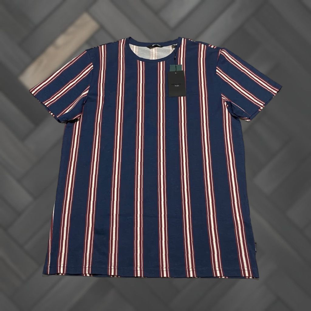 ONLY & SONS ONLY & SONS T-Shirt Mens L Blue Striped Short Sleeve Casual Top Crew Neck Cotton Regular Fit Size US L / EU 52-54 / 3 - 1 Thumbnail