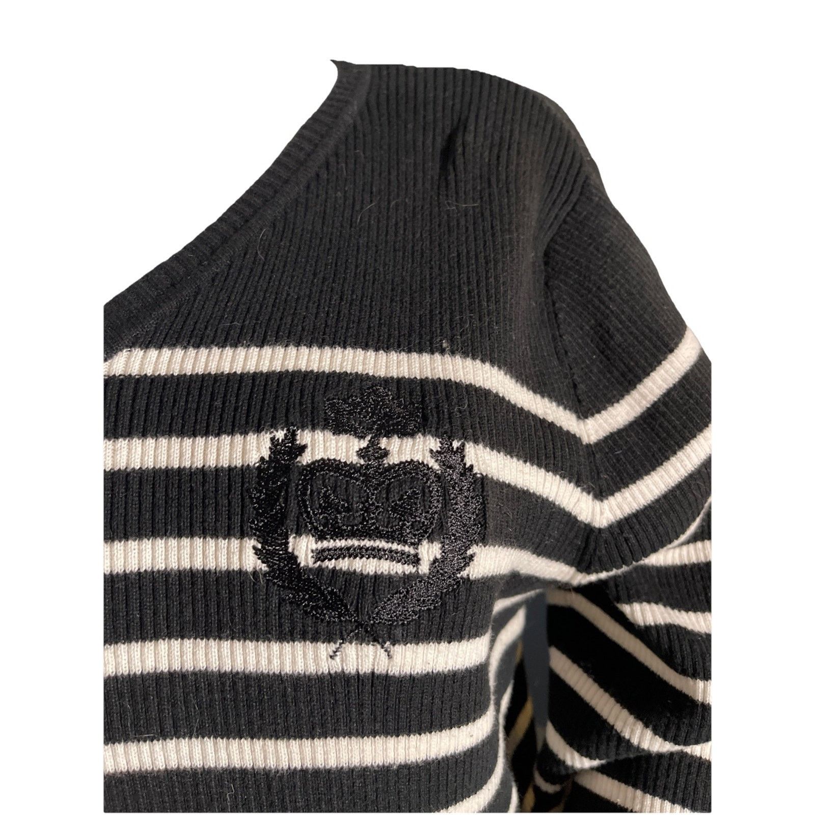 Liz Claiborne Liz Claiborne Women Sweater Black/ White Stripe L/S XL Size XL / US 12-14 / IT 48-50 - 2 Thumbnail