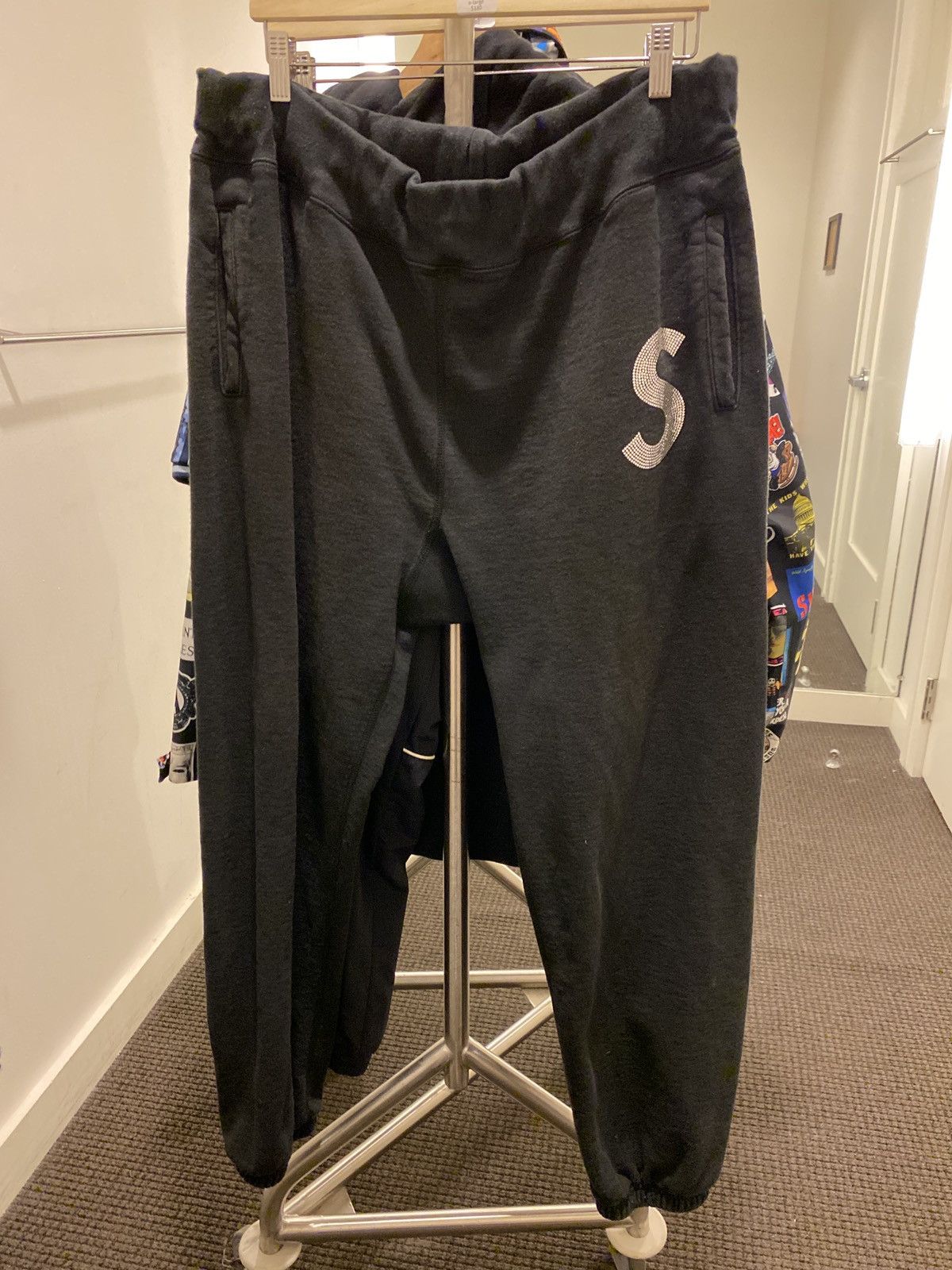 image of Supreme Crystal Logo Sweatpants XL in Black, Men's (Size 36)