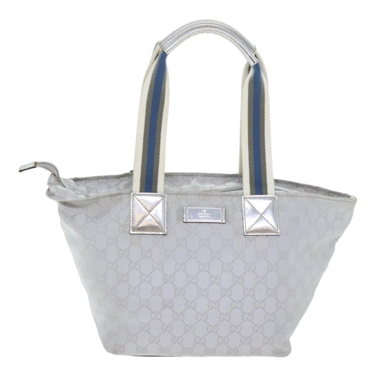 Gucci Web Grey Canvas Handbag (Pre-Owned) Size ONE SIZE - 1 Thumbnail