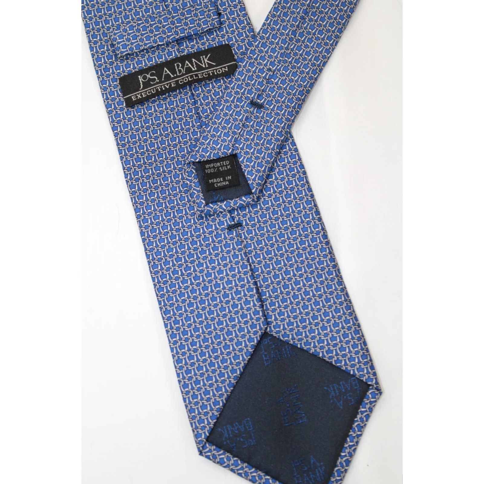 Jos. A. Bank Jos A Bank Chain Mail Necktie Tie 100% Silk Blue Men's Stylish Luxury Preppy Classic Tie Size ONE SIZE - 5 Thumbnail