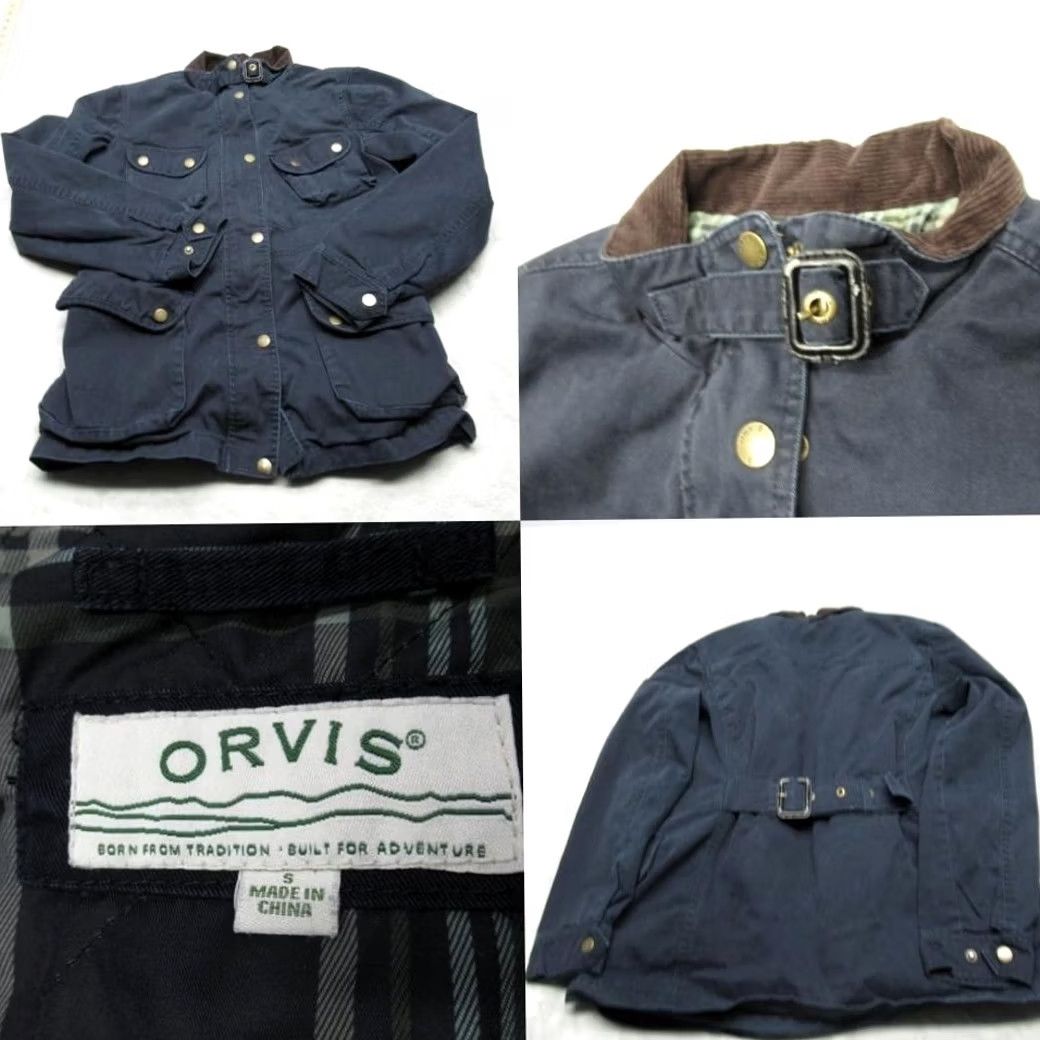 Orvis Orvis Waxed Cotton Field Jacket Women Small Navy Chore Buckle Neck Cargo Vintage Size S / US 4 / IT 40 - 2 Thumbnail