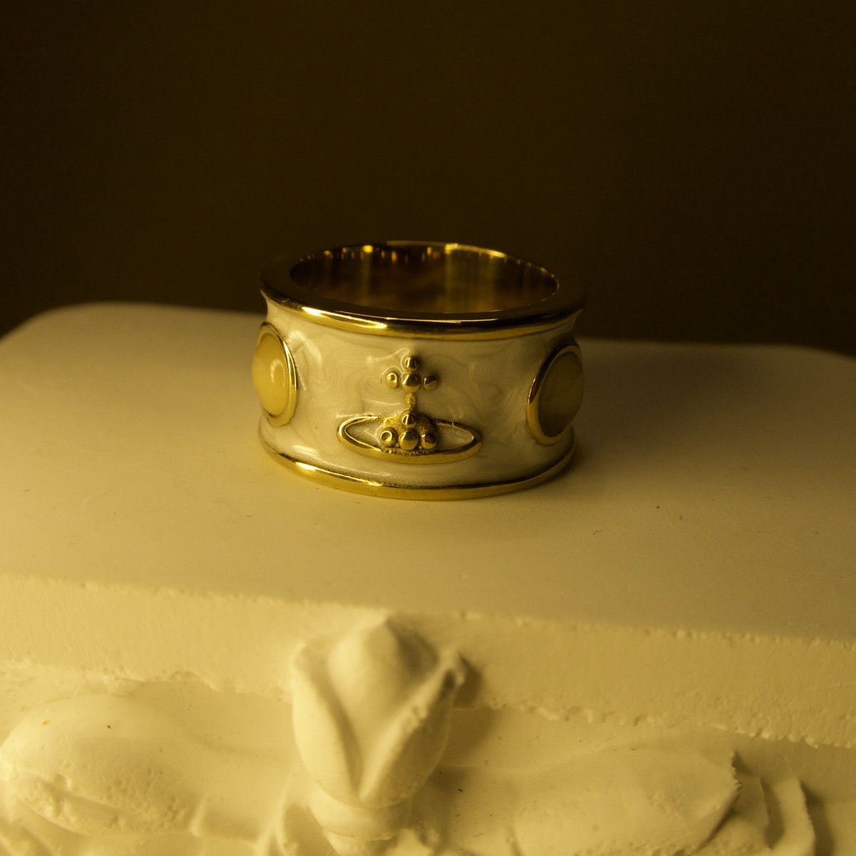 Other cream+ Titanium Steel Wide Band Saturn Ring (Unisex) Size ONE SIZE - 3 Thumbnail