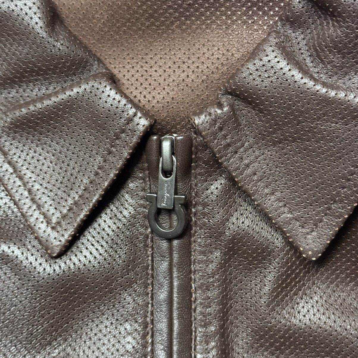 Salvatore Ferragamo Salvatore Ferragamo Perforated Leather Jacket Size:50 Fits-M Size US M / EU 48-50 / 2 - 6 Thumbnail