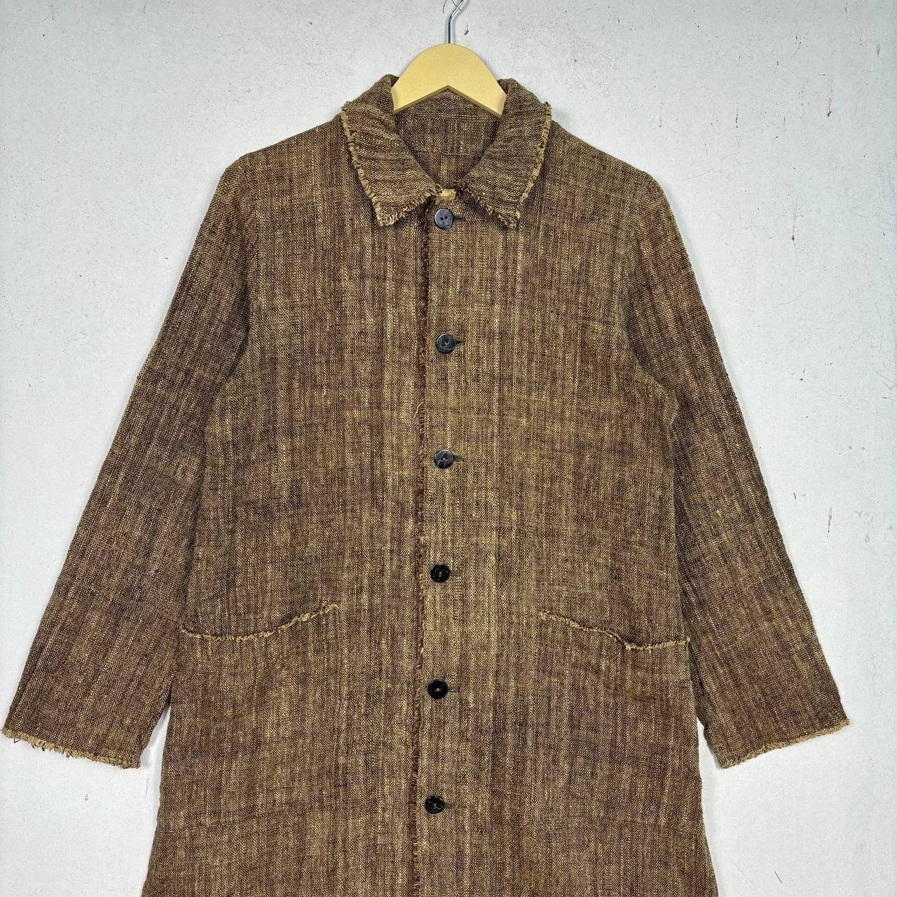 Japanese Brand Jurgen Lehl Brown Wool Tweed Coat Hand Woven Car Coat Jacket Size M / US 6-8 / IT 42-44 - 3 Thumbnail