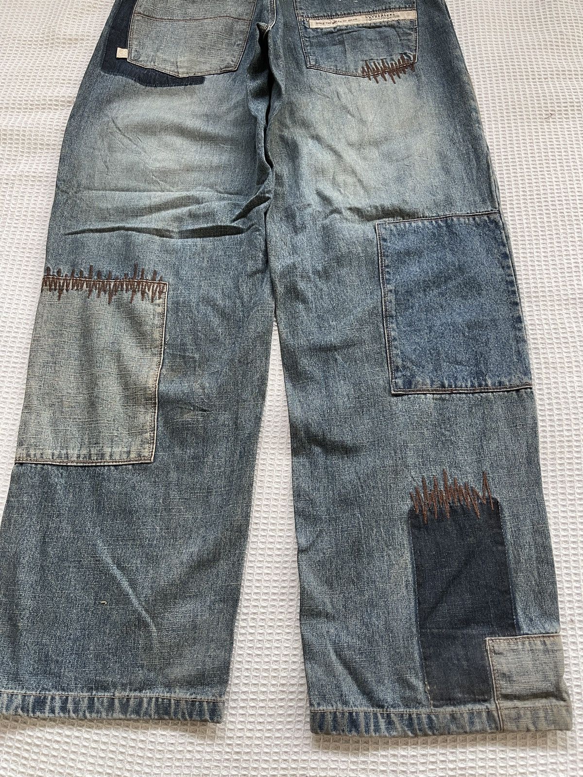 JNCO Rarerest🔥School Of Hard Knocks Skates Baggy Patchwork jeans Size US 35 - 2 Thumbnail