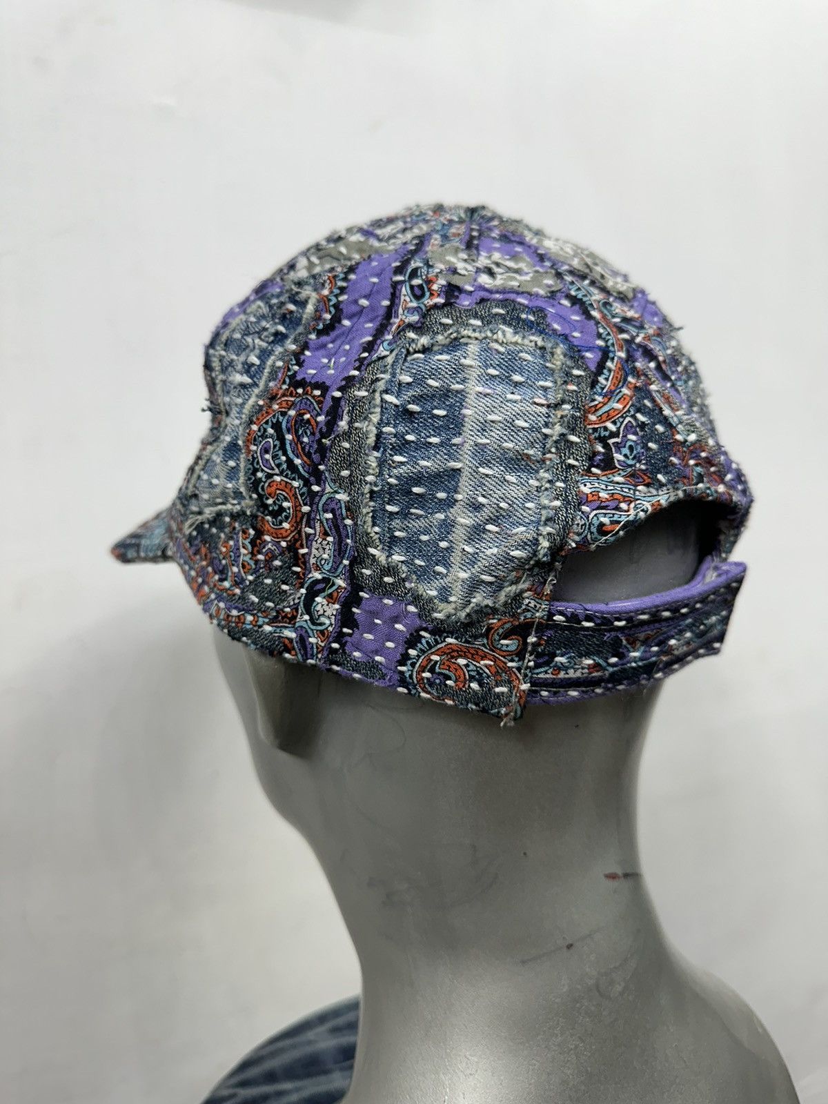 Handmade Custom Made Distressed Paisley Boro Patchwork hats Size ONE SIZE - 8 Thumbnail