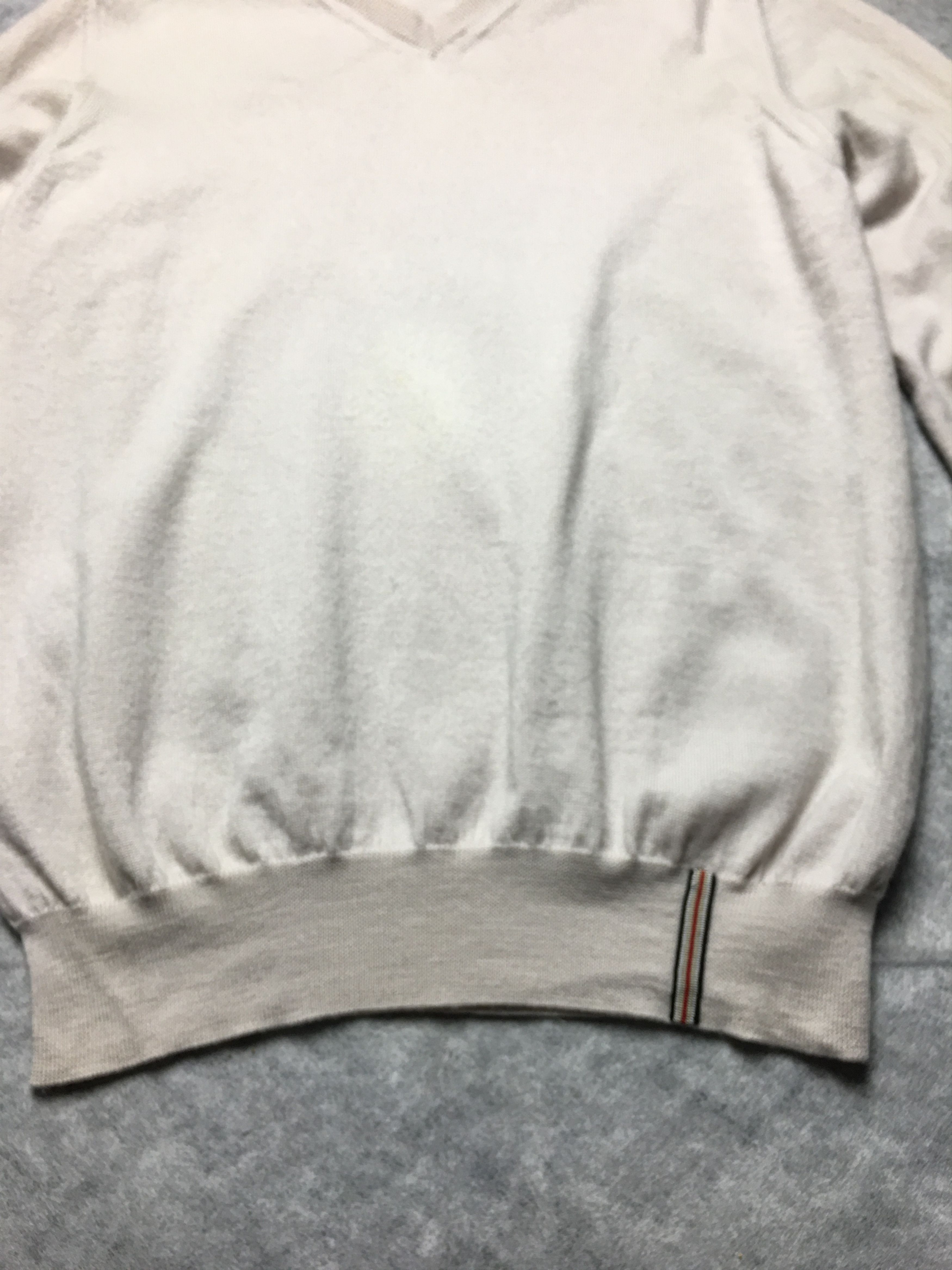 Burberry Mens Beige Merino Wool Sweater Jumper V-Neck