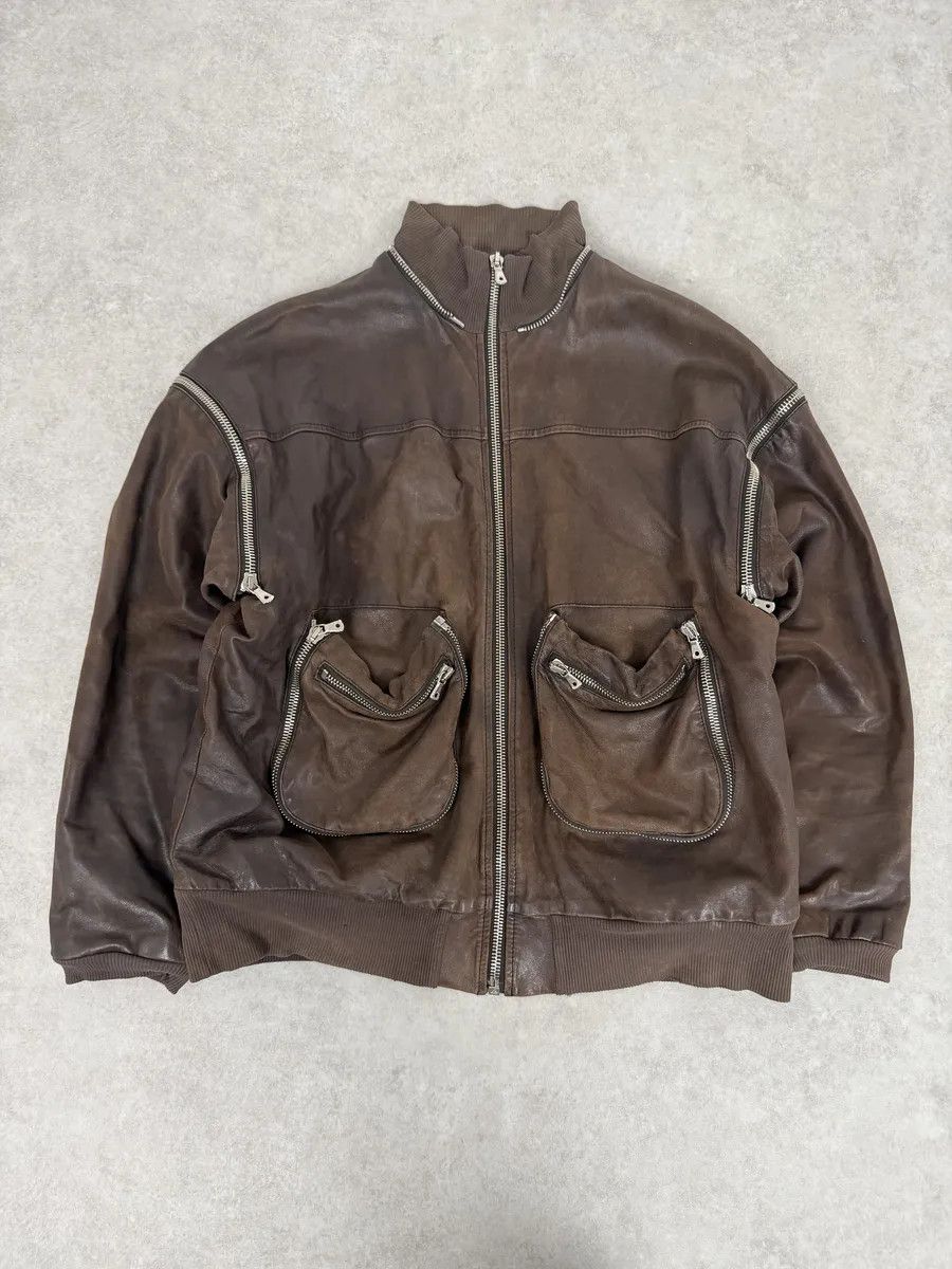 Dolce & Gabbana AW2003 Dolce & Gabbana Goatskin Detachable Sleeves Cargo Leather Bomber Jacket Size US M / EU 48-50 / 2 - 4 Thumbnail