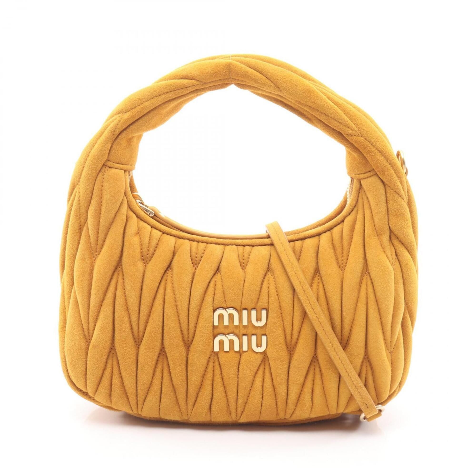 Miu Miu Miu Miu Miu Wonder Matelassé 2-Way Handbag, Suede, Women's, Brown, 5BC125 Size ONE SIZE - 1 Thumbnail