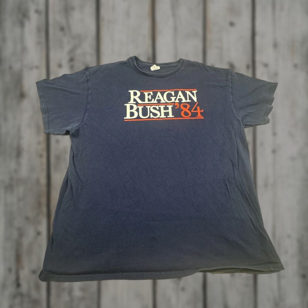 Vintage VINTAGE Reagan Bush '84 Shirt Delta Pro Weight Navy T-Shirt Adults XL Graphic Print Patriotic 1984 Campaign Mens Size US XL / EU 56 / 4 - 1 Thumbnail