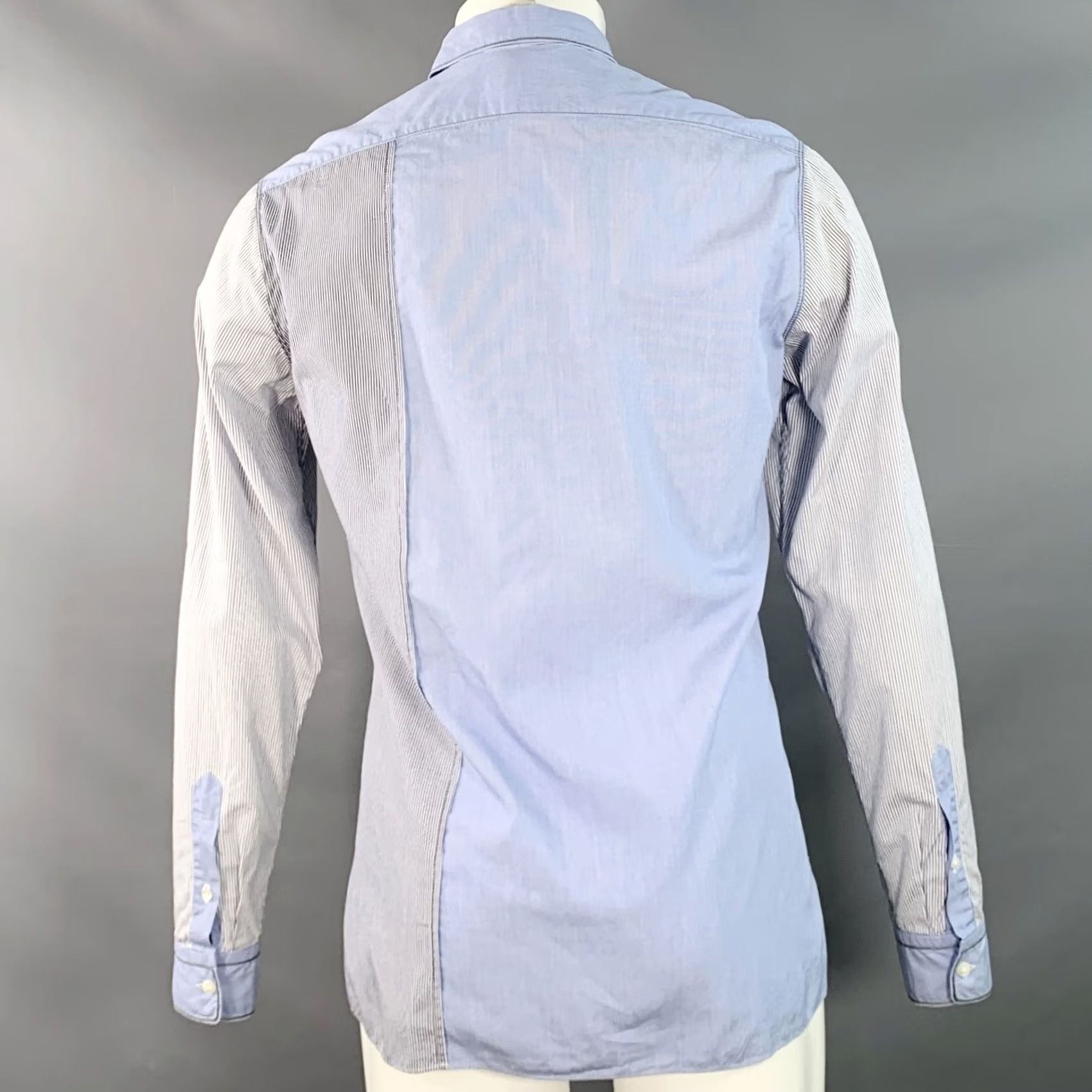 Lanvin LANVIN Shirt S White Blue Navy Patchwork Stripe Cotton Long Sleeve Size Size US S / EU 44-46 / 1 - 4 Thumbnail
